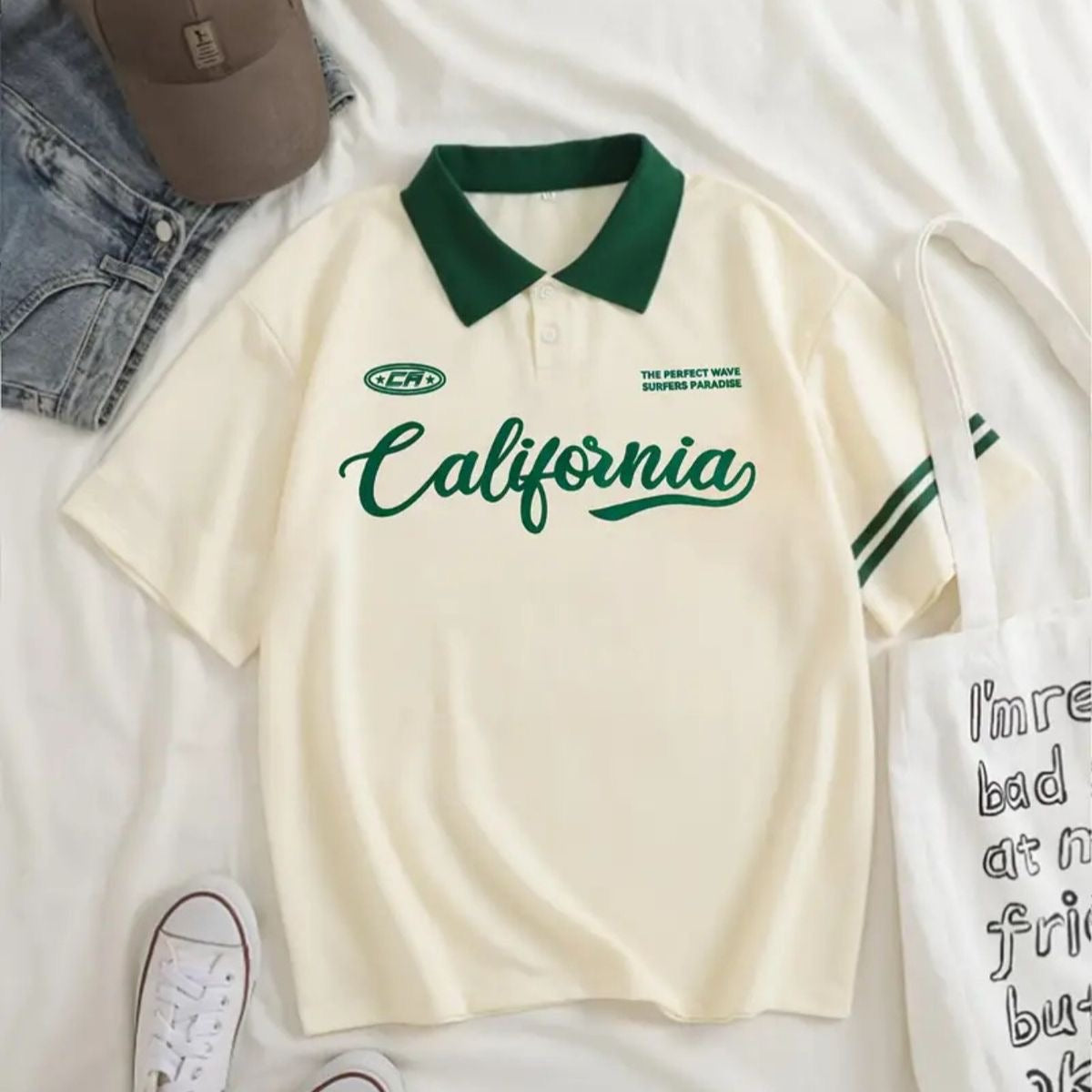 Hombres Camisa Drop Shoulder Polo Shirt California