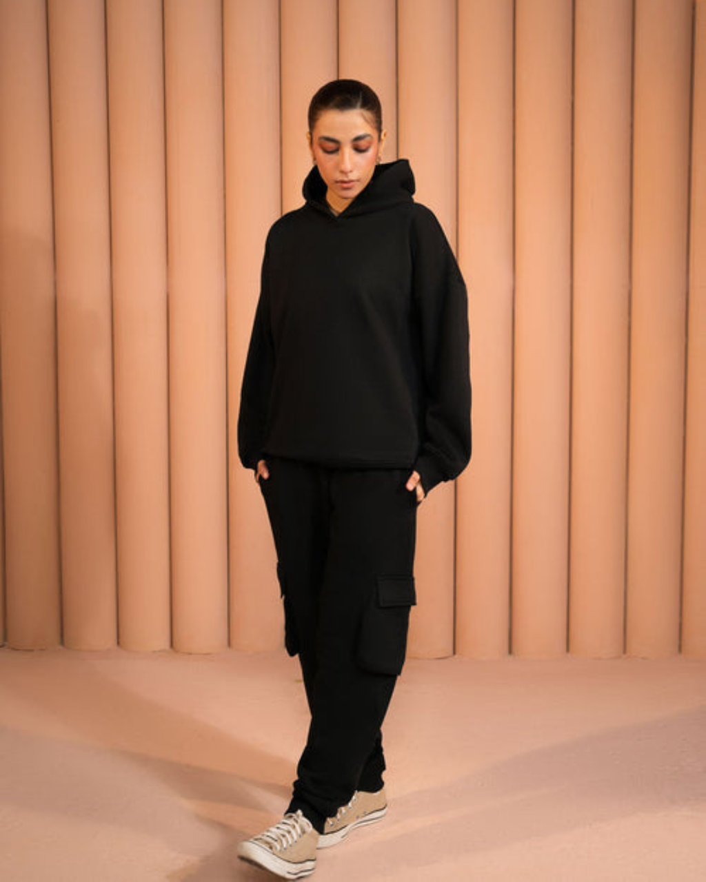 Soft Fleece Relaxed-Fit Black Hoodie