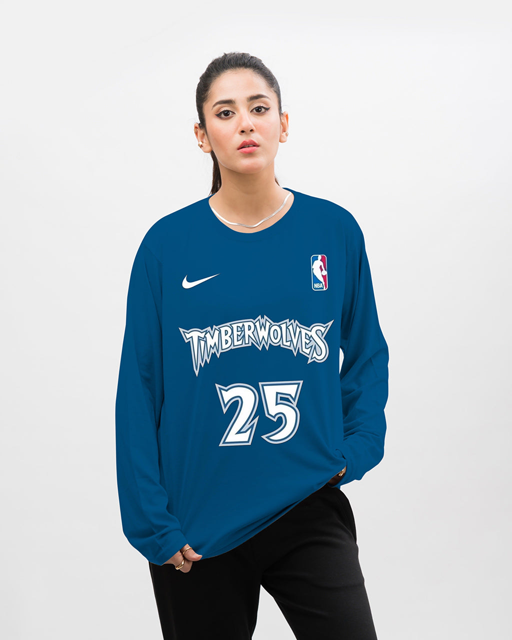 NBA Timber Wolves Team Graphic Long Sleeve Oversized Shirt