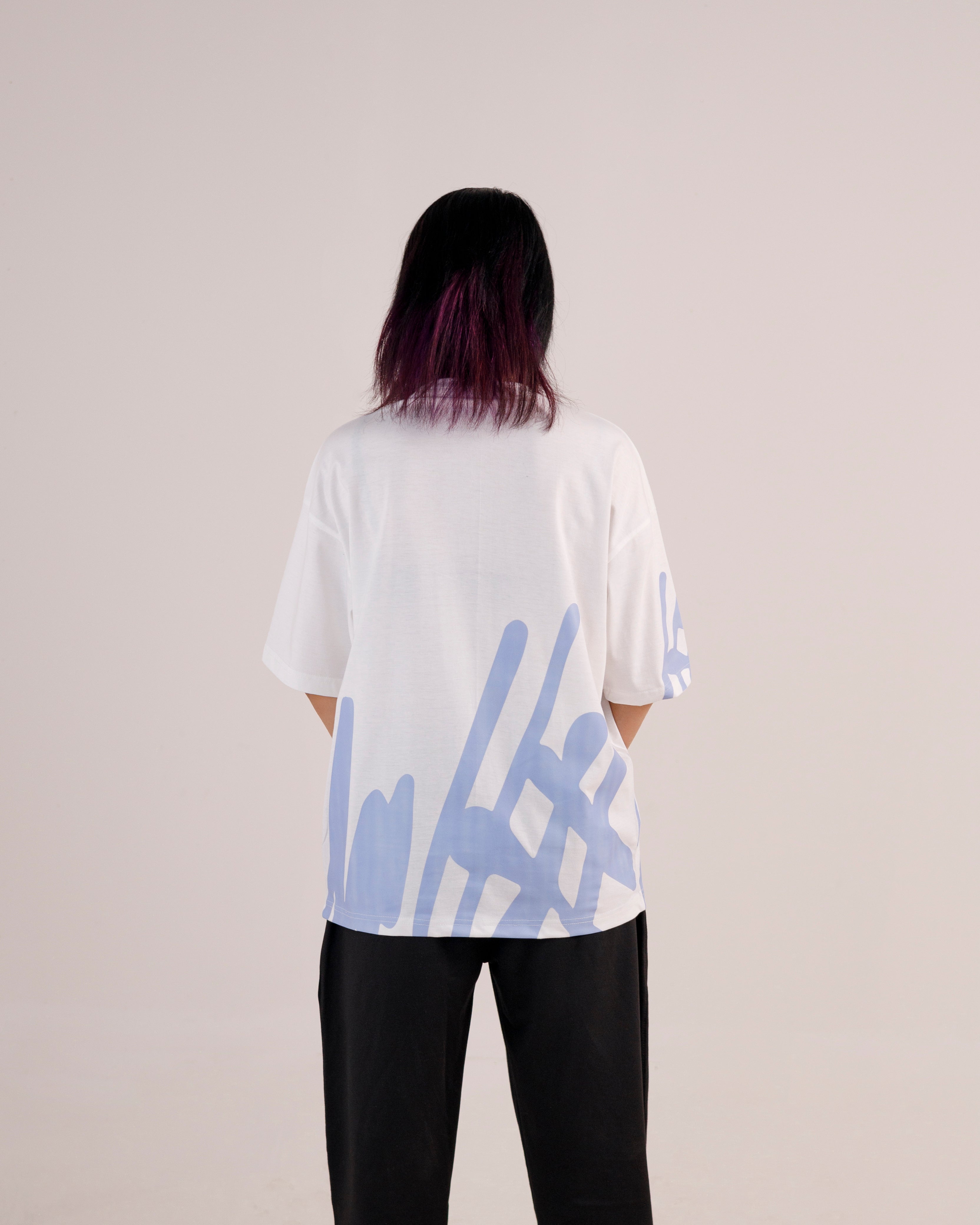 Fall Down Graphic Drop Shoulder Oversized Tee White