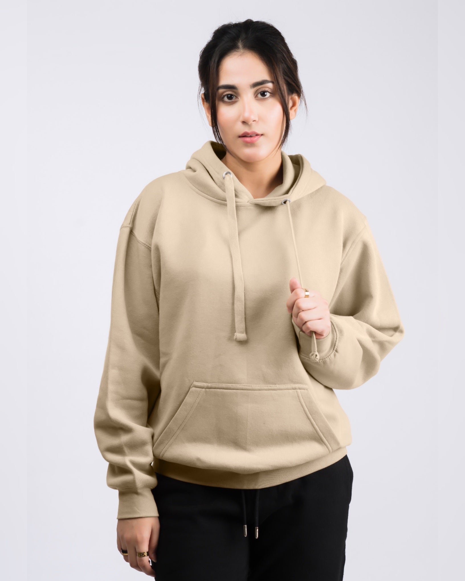 Premium Oversized Fit Pull Over Hoodie Beige