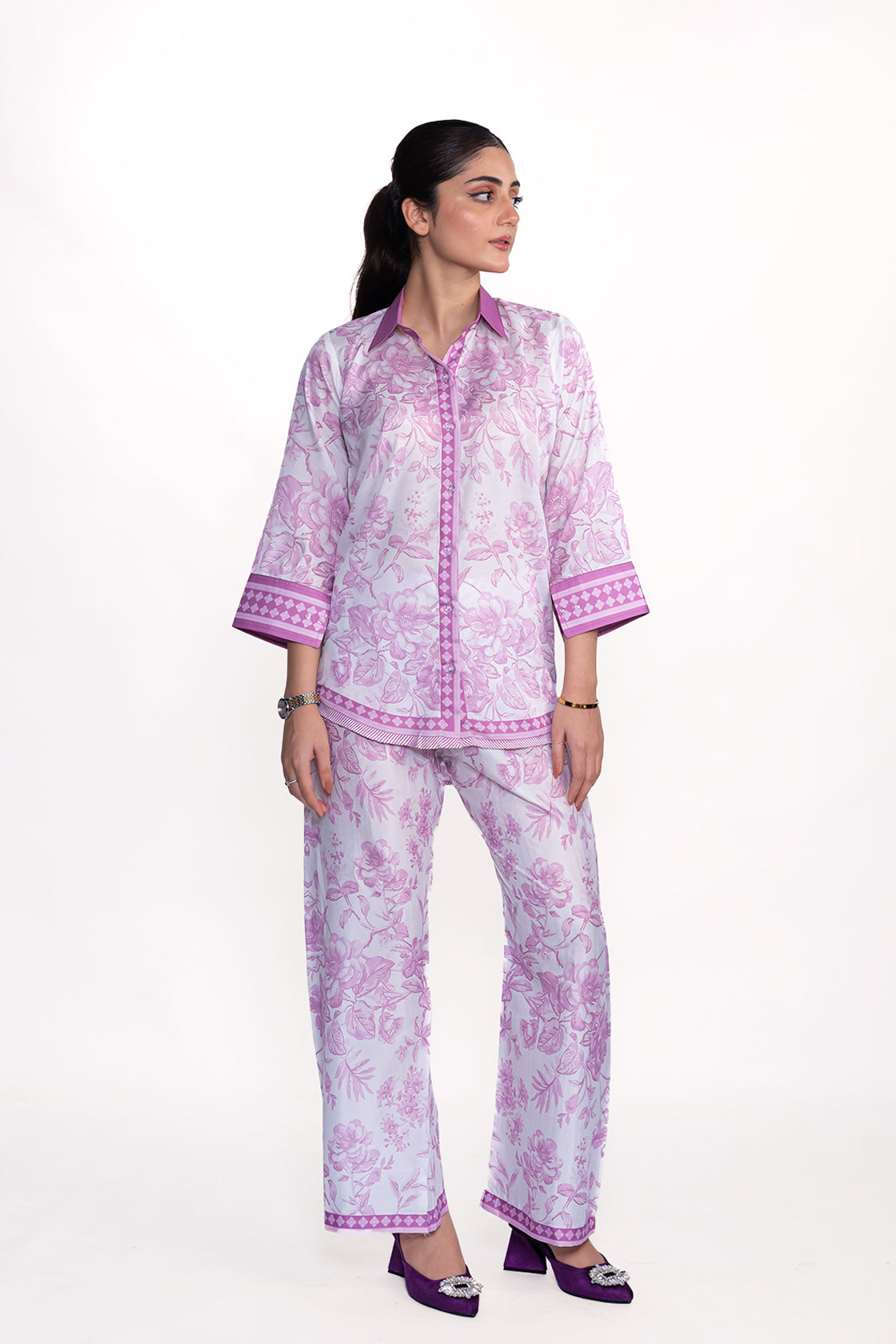 Lavender Printed Swiss Lawn Co-Ord Set