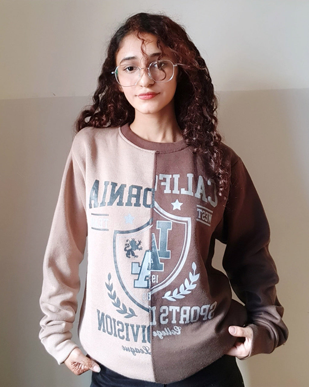 California Spliced Sweatshirt Brown&Beige Split