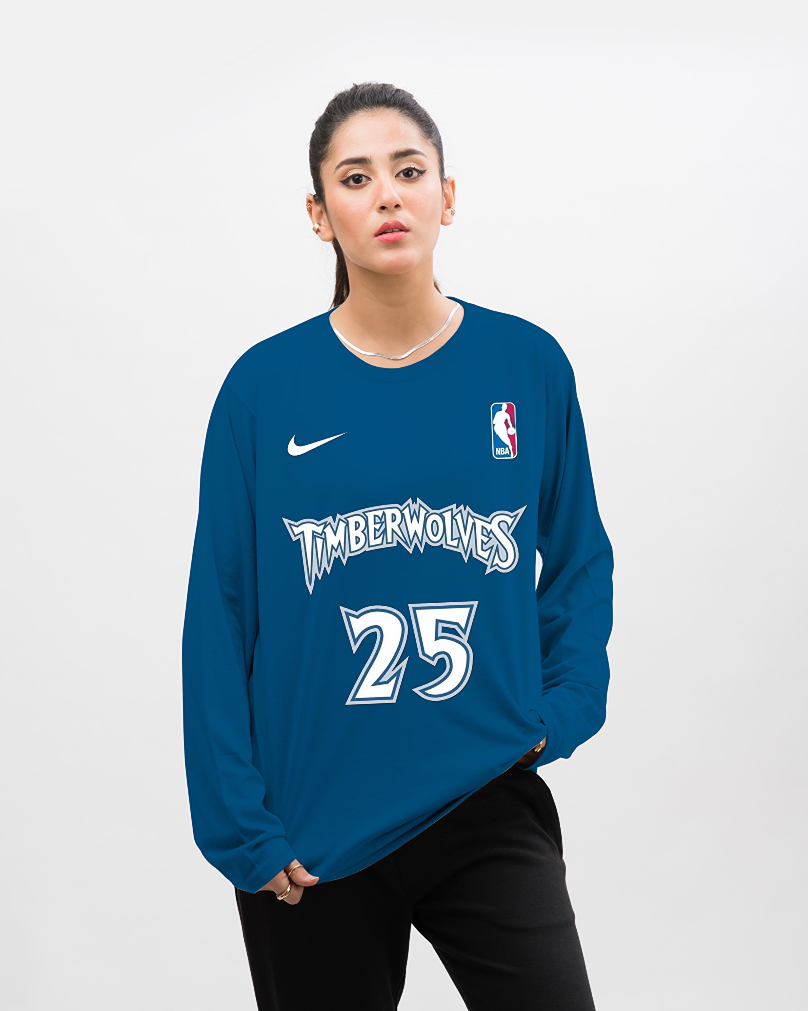 NBA Timber Wolves Team Graphic Long Sleeve Oversized Shirt