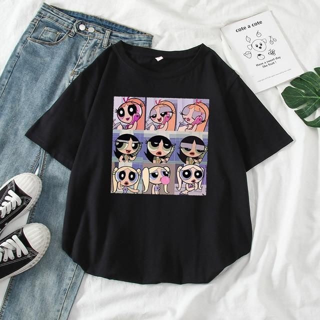 Powerpuff Girls Graphic Drop Shoulder Oversized Tee