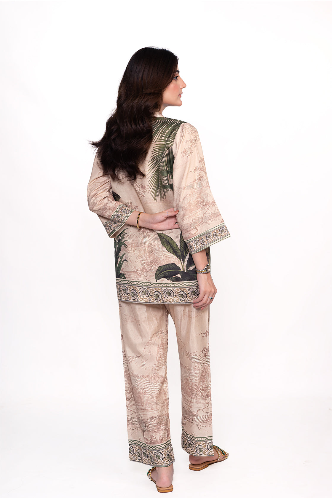 Arica Palm Printed Swiss Lawn Co-Ord Set