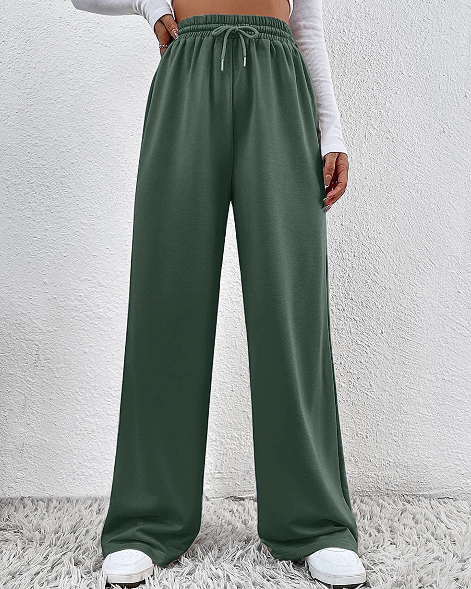 Comfort Stretch Open Bottom Terry Trouser Green