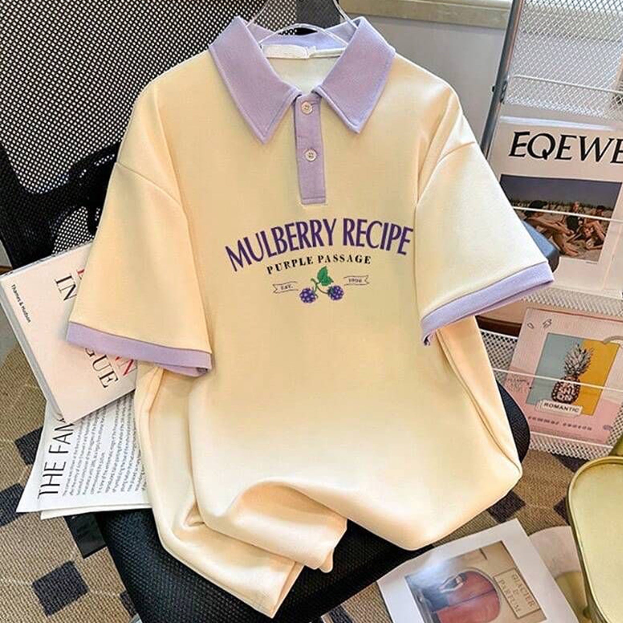 Hombres Camisa Drop Shoulder Polo Shirt Mulberry
