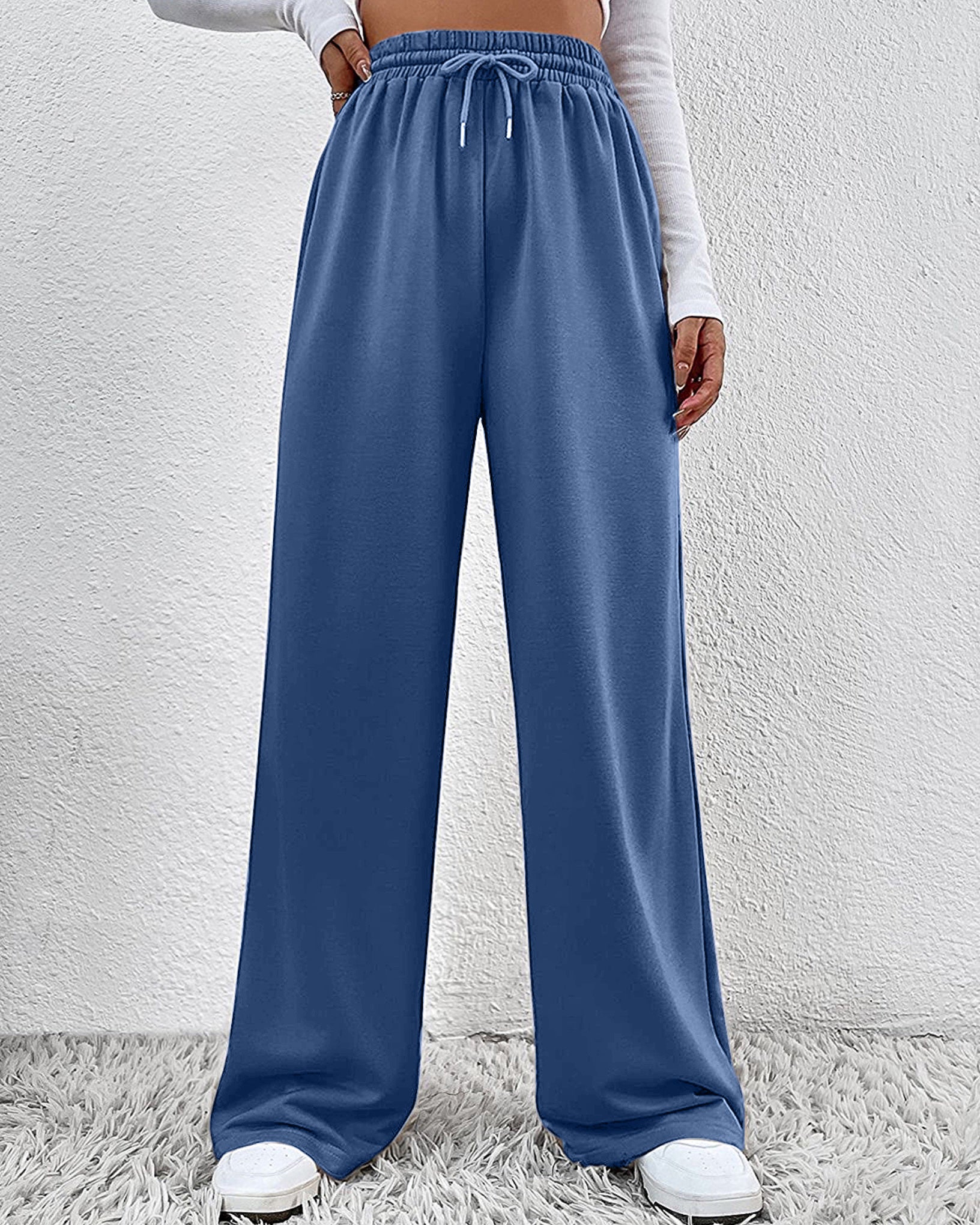 Comfort Stretch Open Bottom Terry Trouser Blue