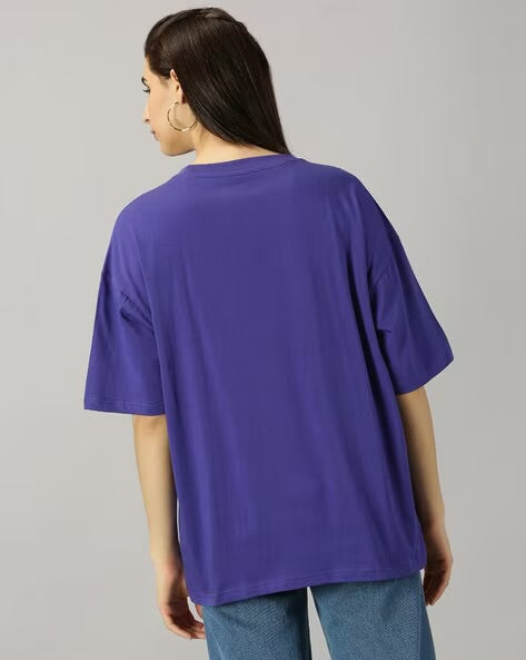 Womens Basic Oversized Drop Shoulder Tee Violet