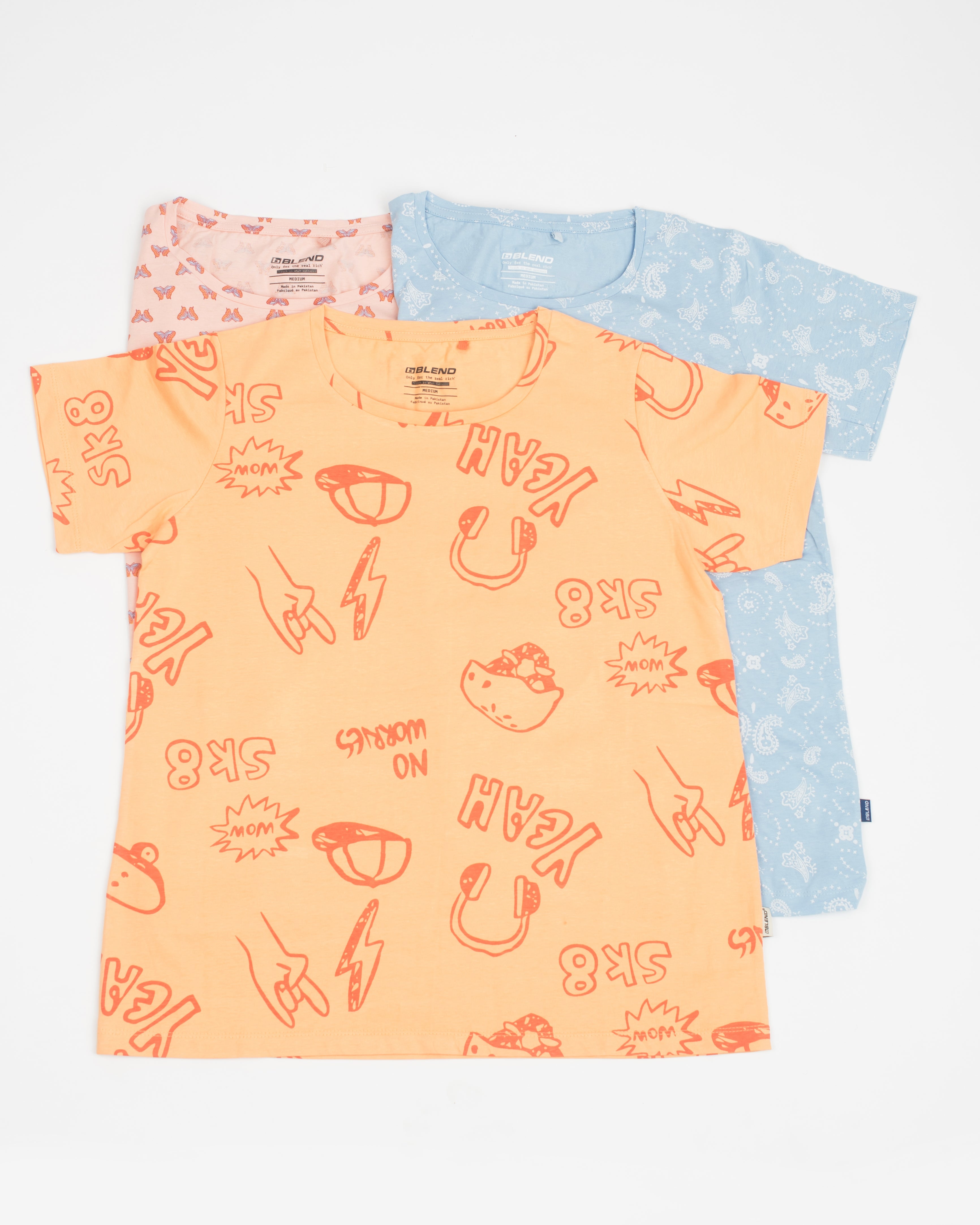 Pack Of 3 Printed Short Sleeve Tops Combo-1