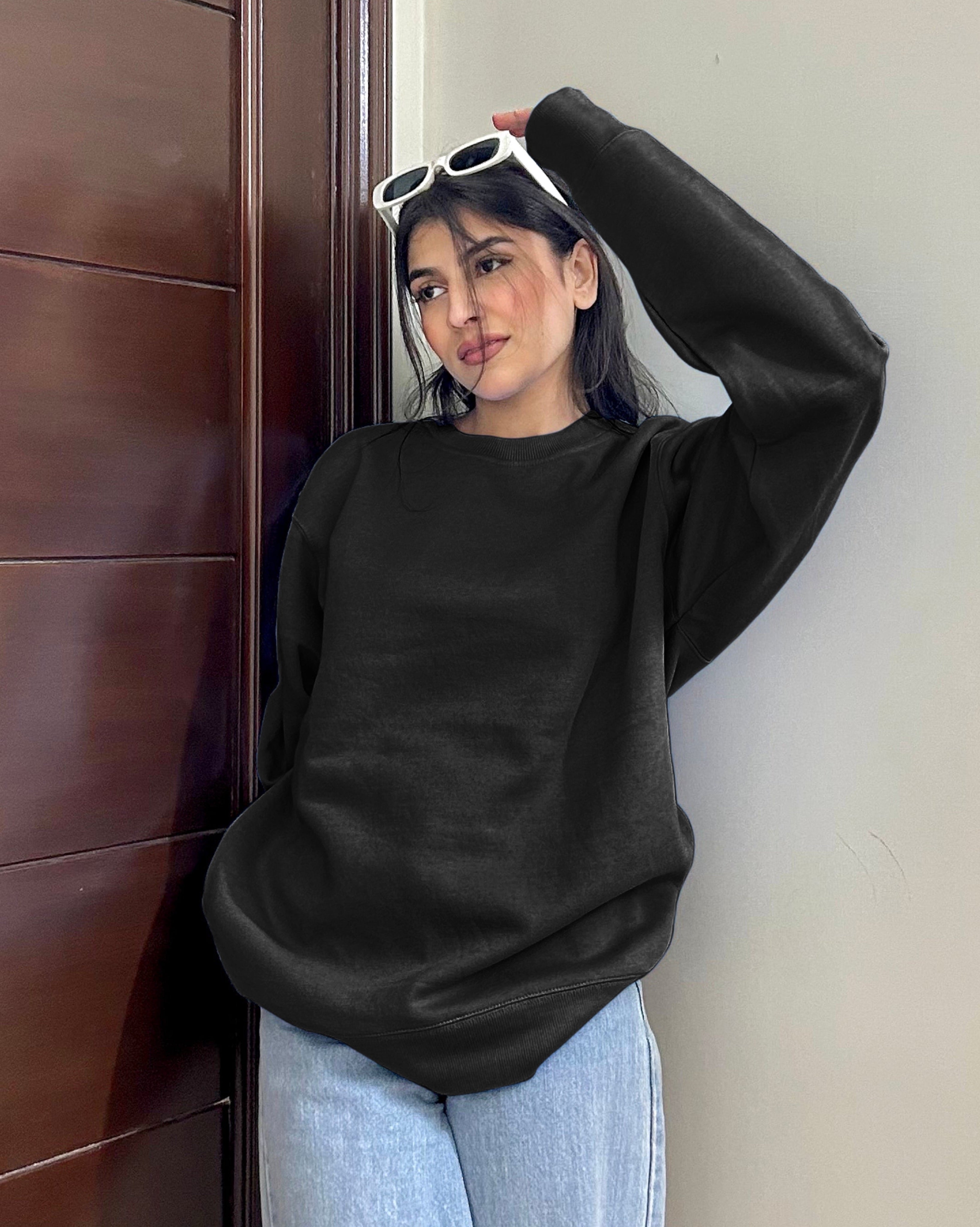 Premium Basic Oversized Fit Sweatshirt Black