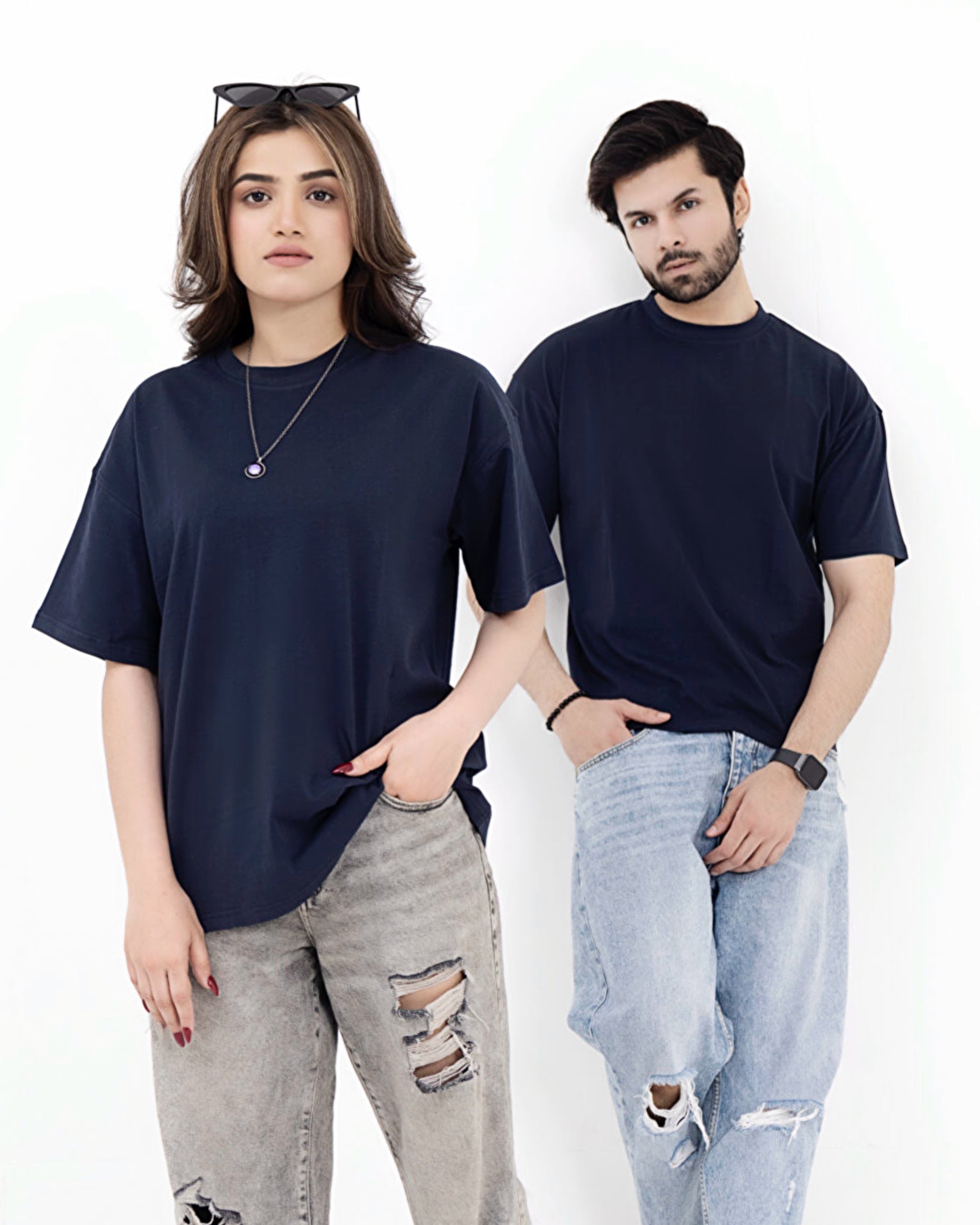 Basic Oversized Drop Shoulder Tee Navy