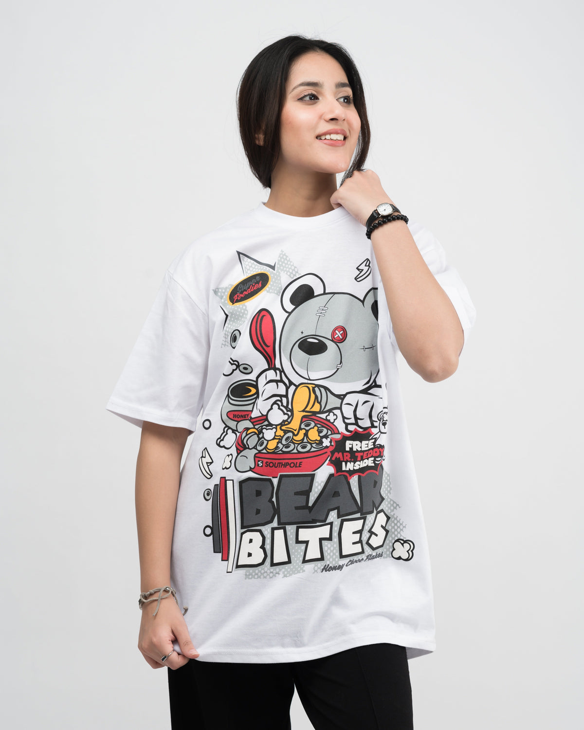 Bear Bites Graphic Drop Shoulder Oversized T-shirt