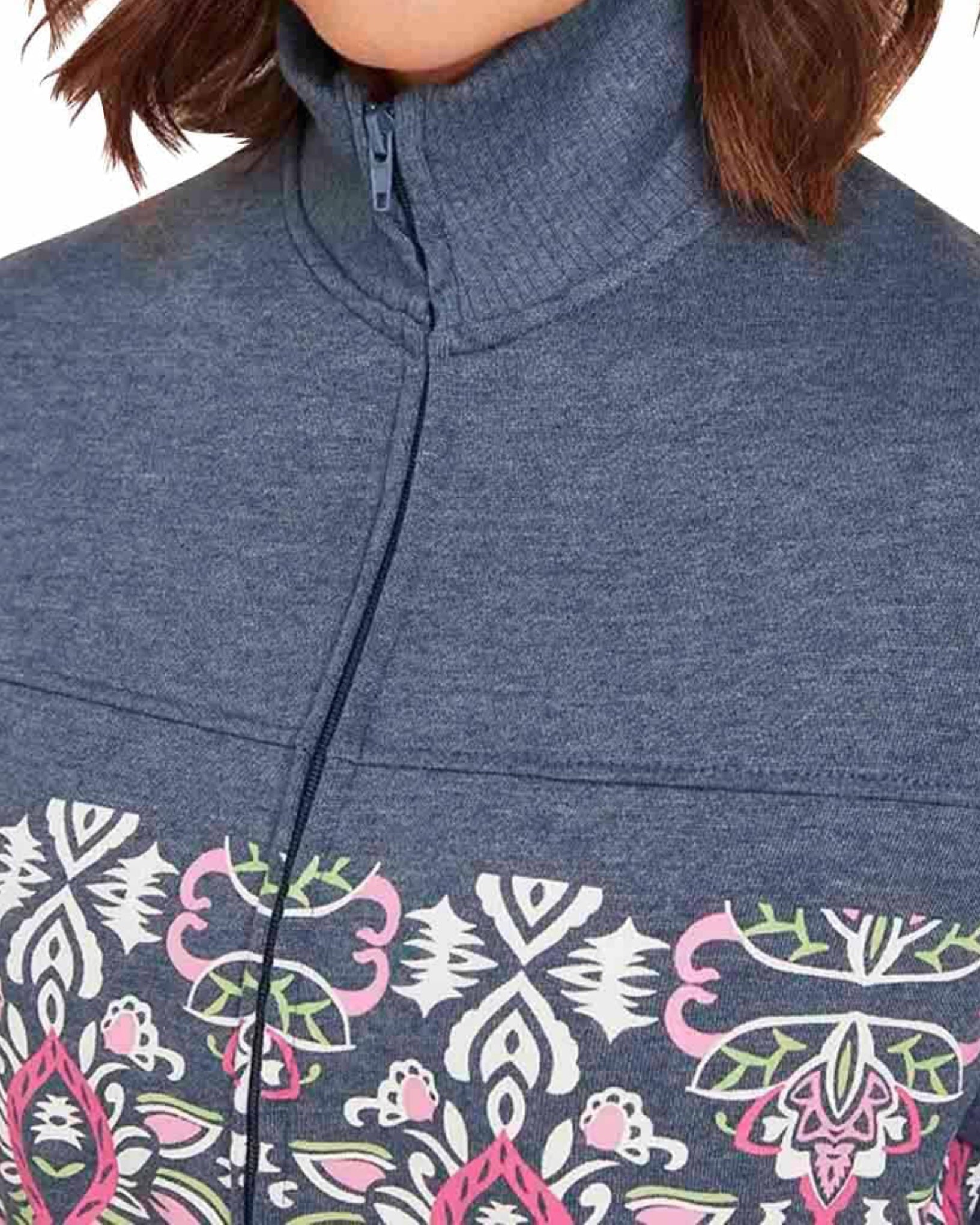 Mexican Mockneck Fleece Zipper Jacket Blue