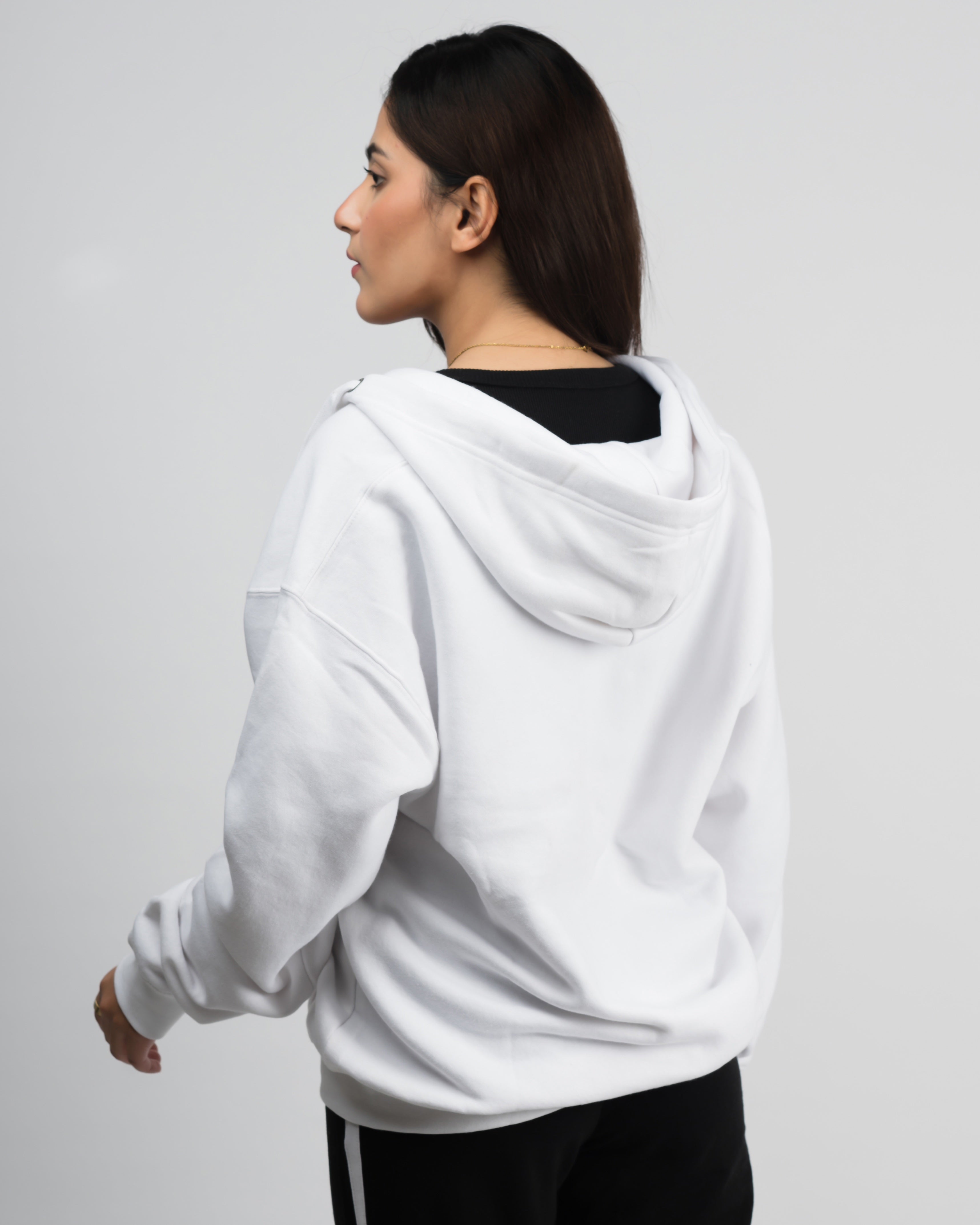 Classic White Pull Over Zipper Hood