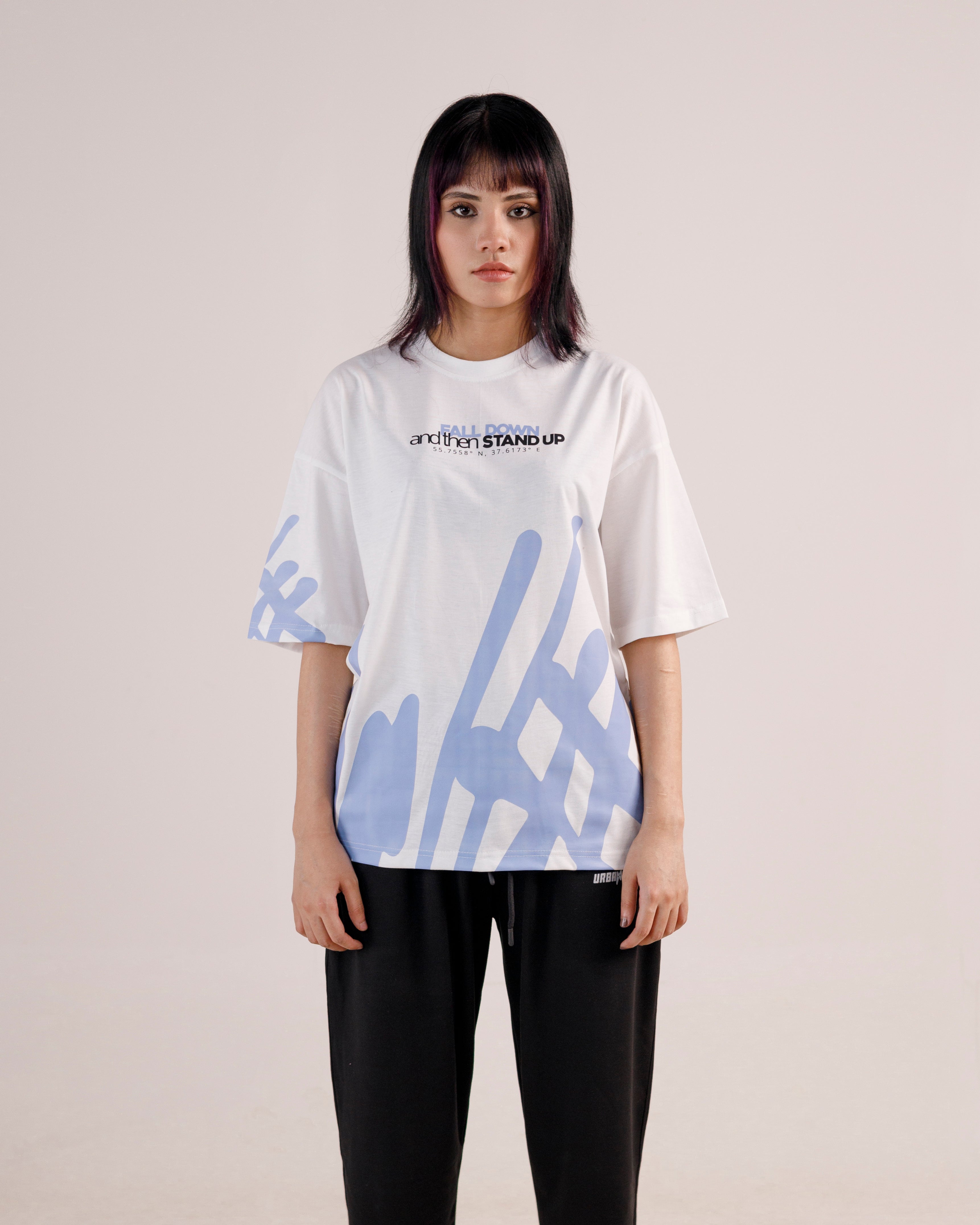Fall Down Graphic Drop Shoulder Oversized Tee White