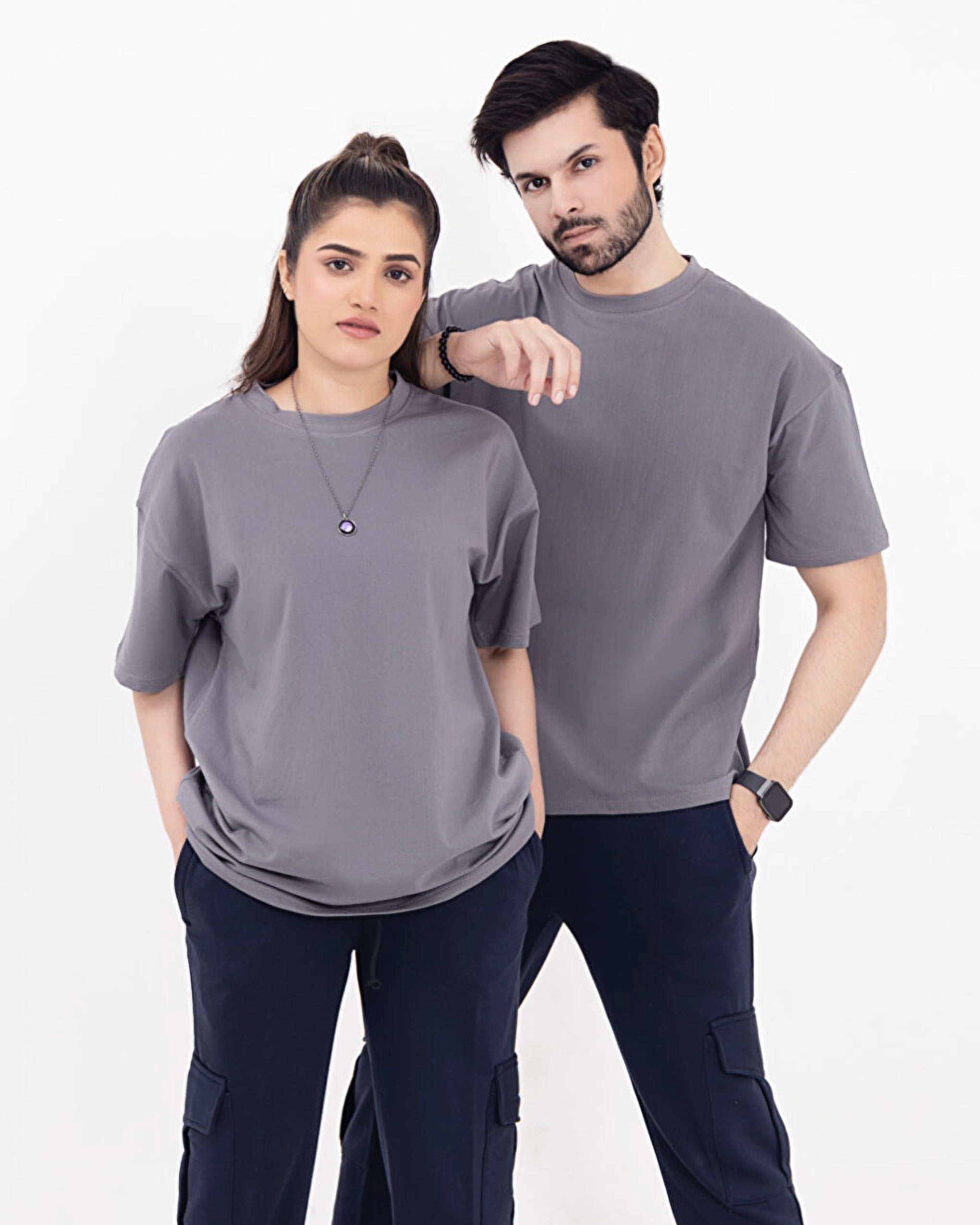 Basic Oversized Drop Shoulder Tee Grey