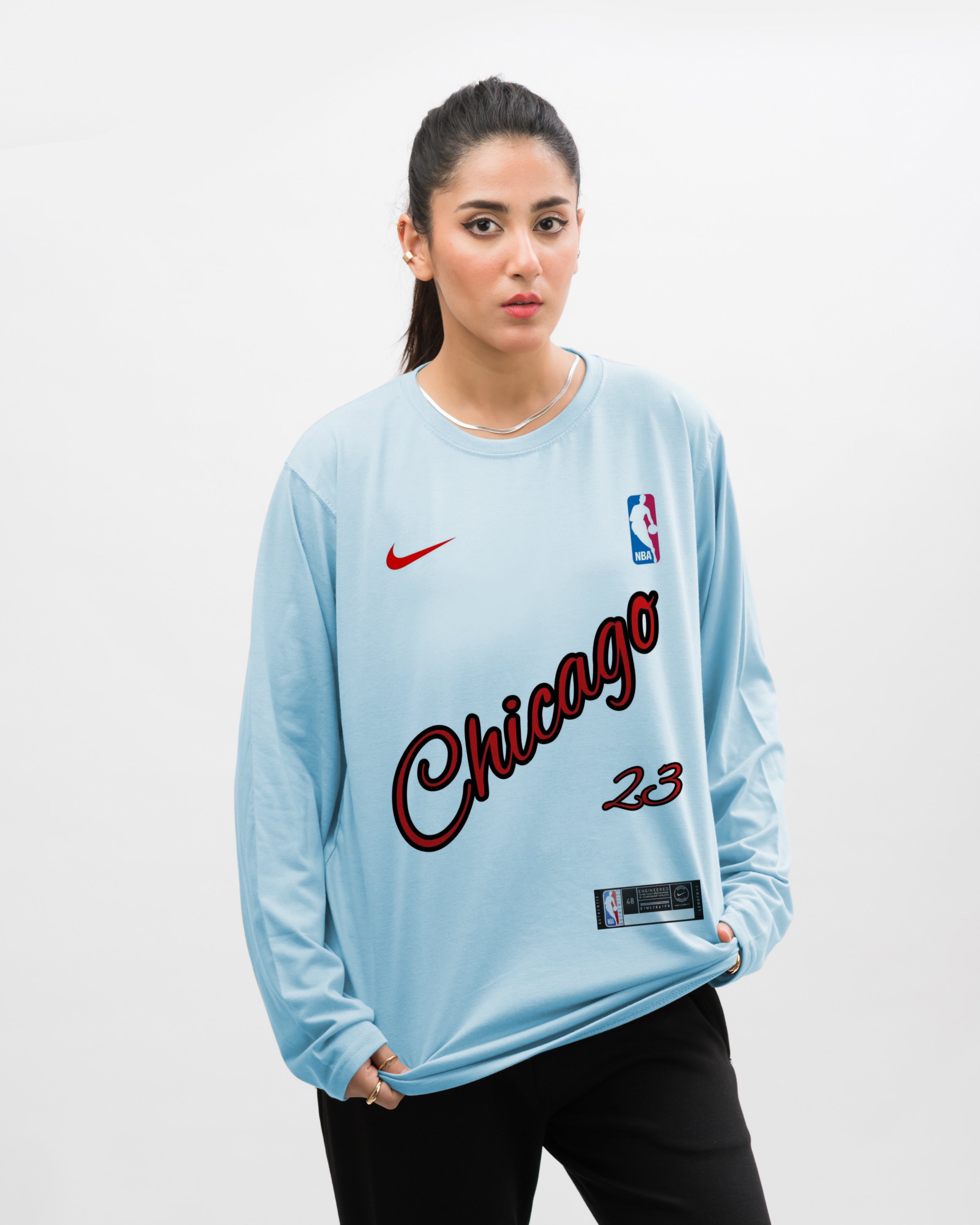 NBA Chicago Team Graphic Long Sleeve Oversized Shirt