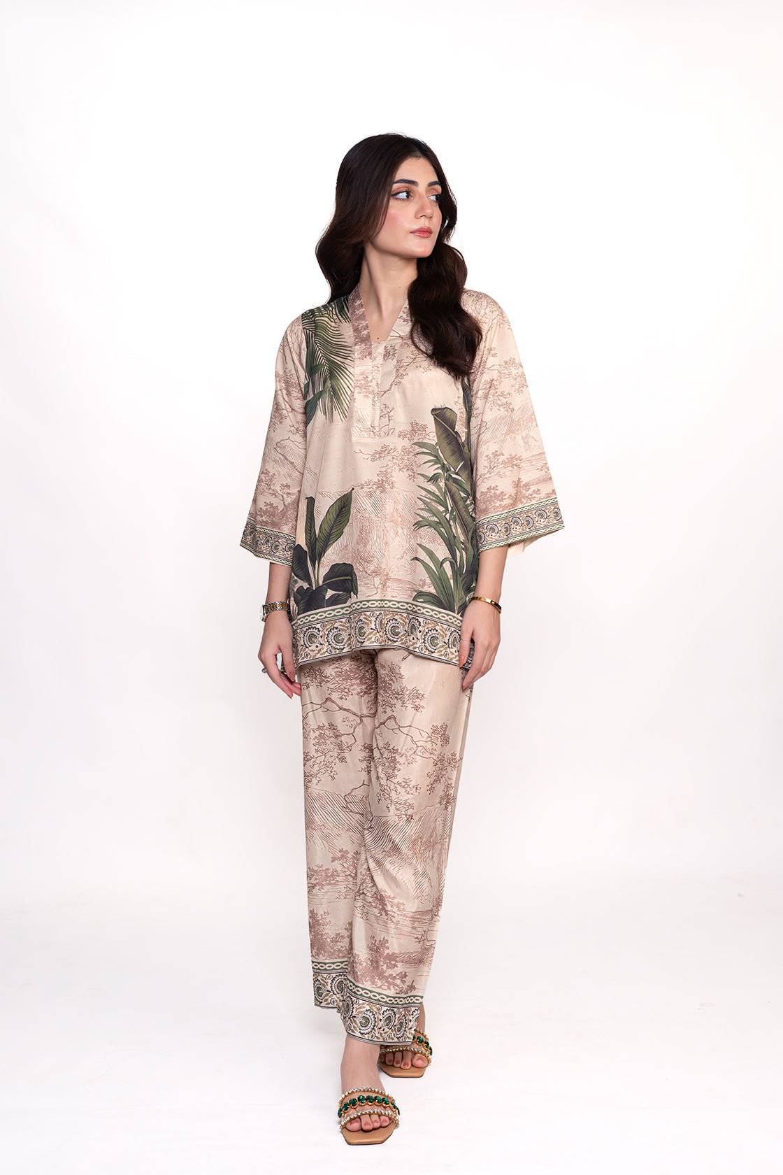 Arica Palm Printed Swiss Lawn Co-Ord Set
