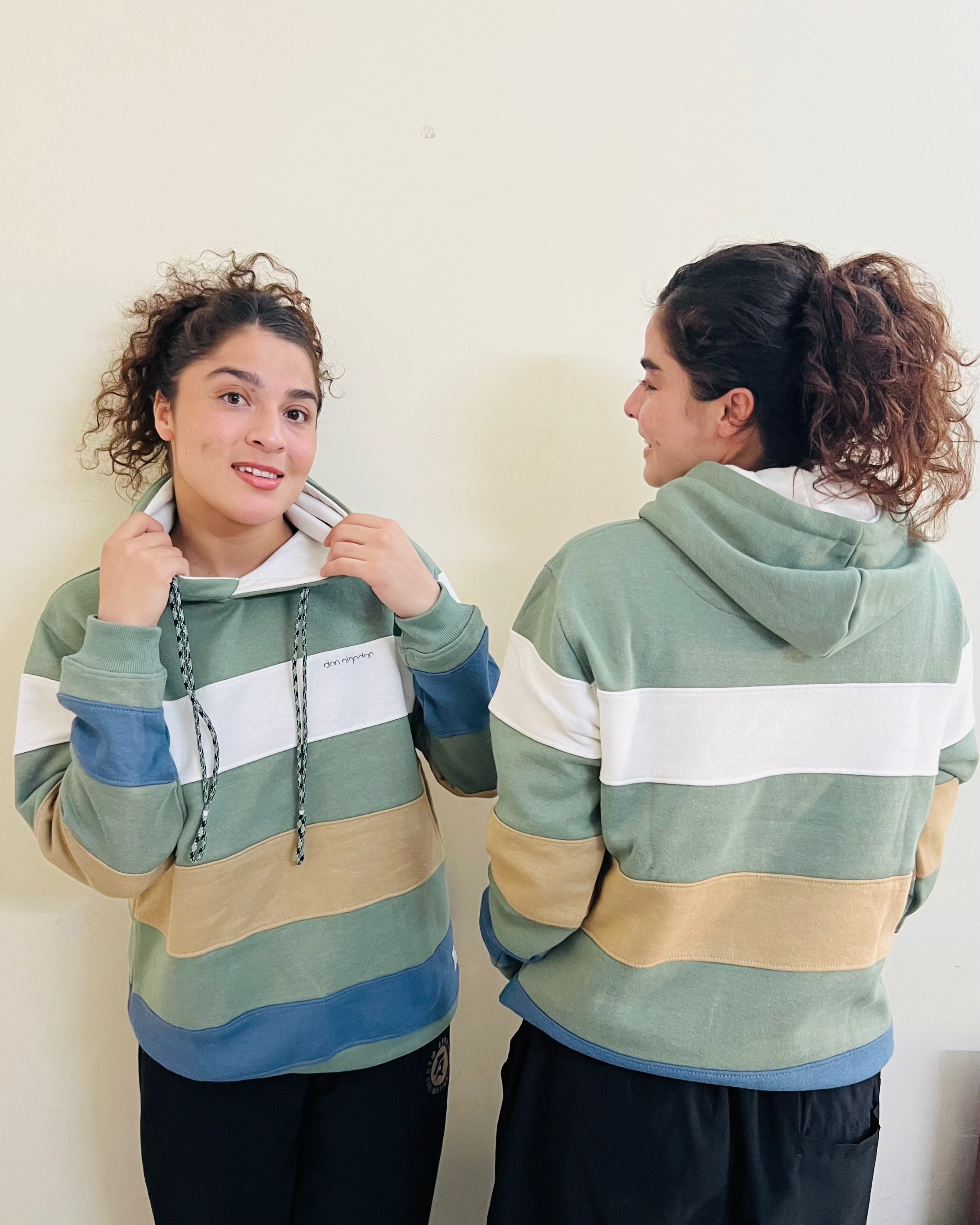 Polar Color Block Oversized Hoodie- Beige Splash
