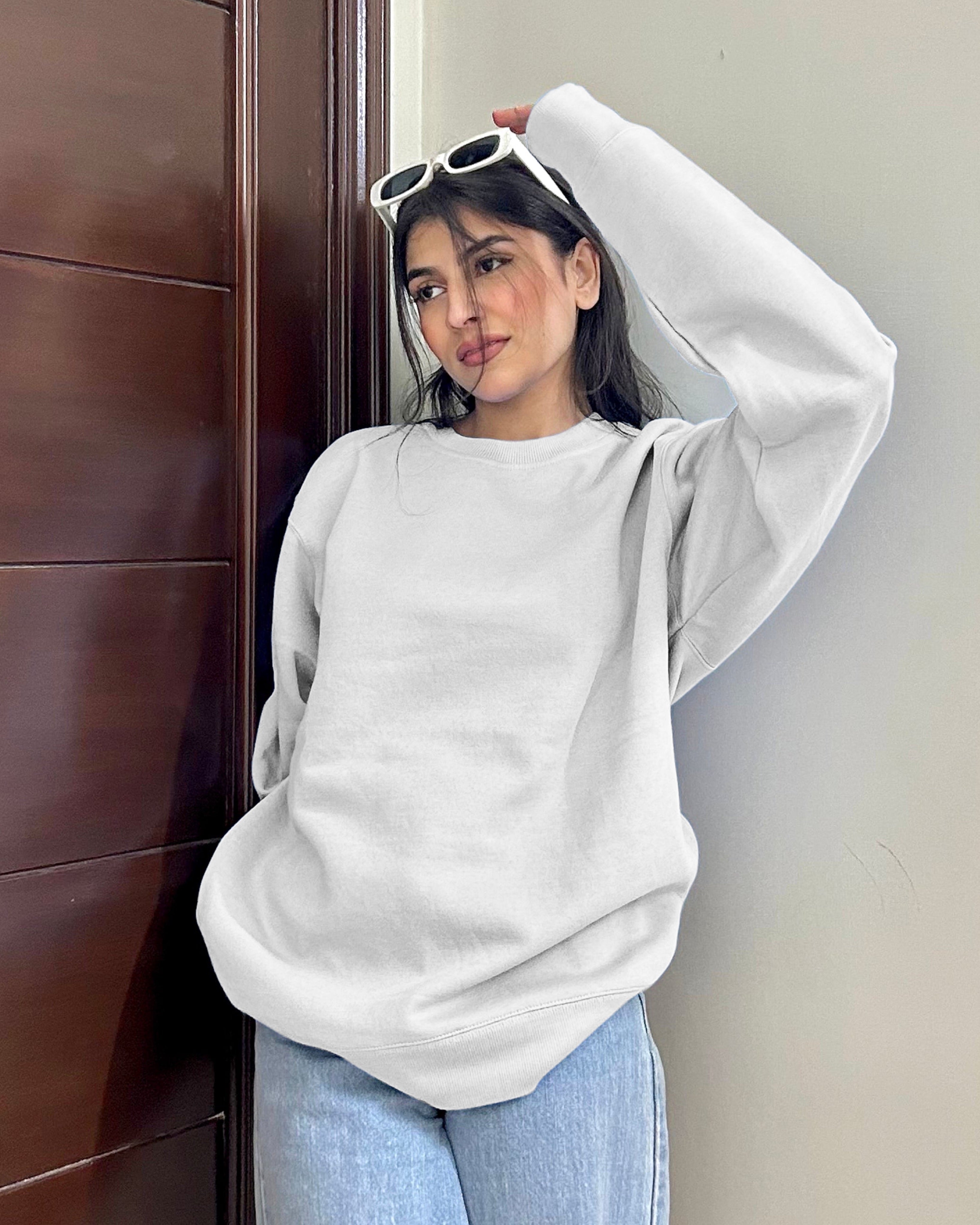 Premium Basic Oversized Fit Sweatshirt White