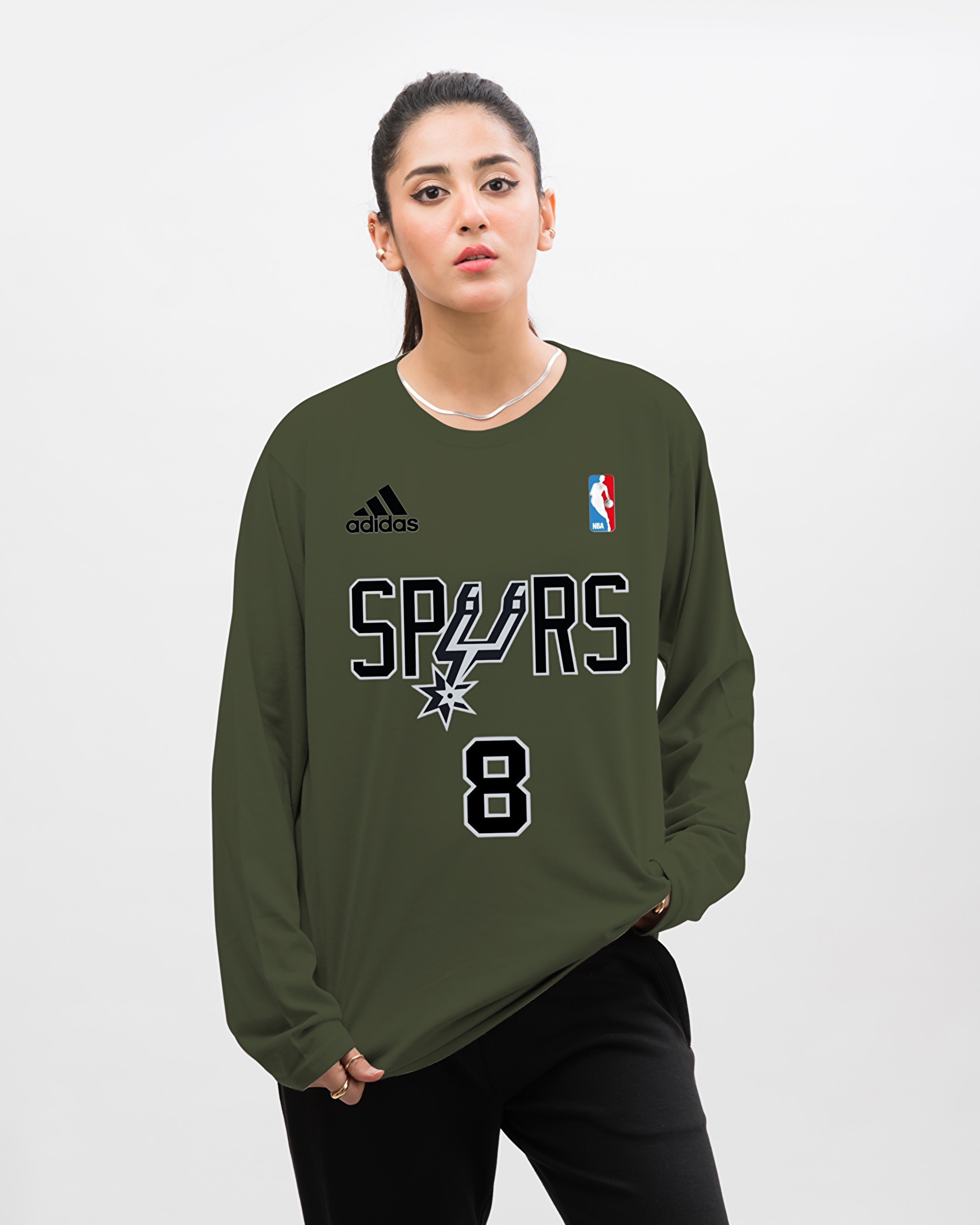NBA Spurs Team Graphic Long Sleeve Oversized Shirt