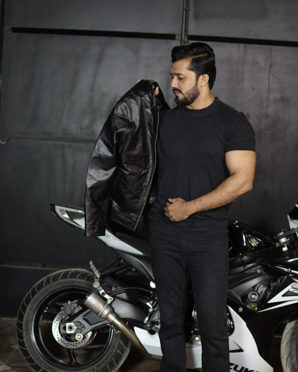 Men’s Classic Black Pure COW Leather Jacket