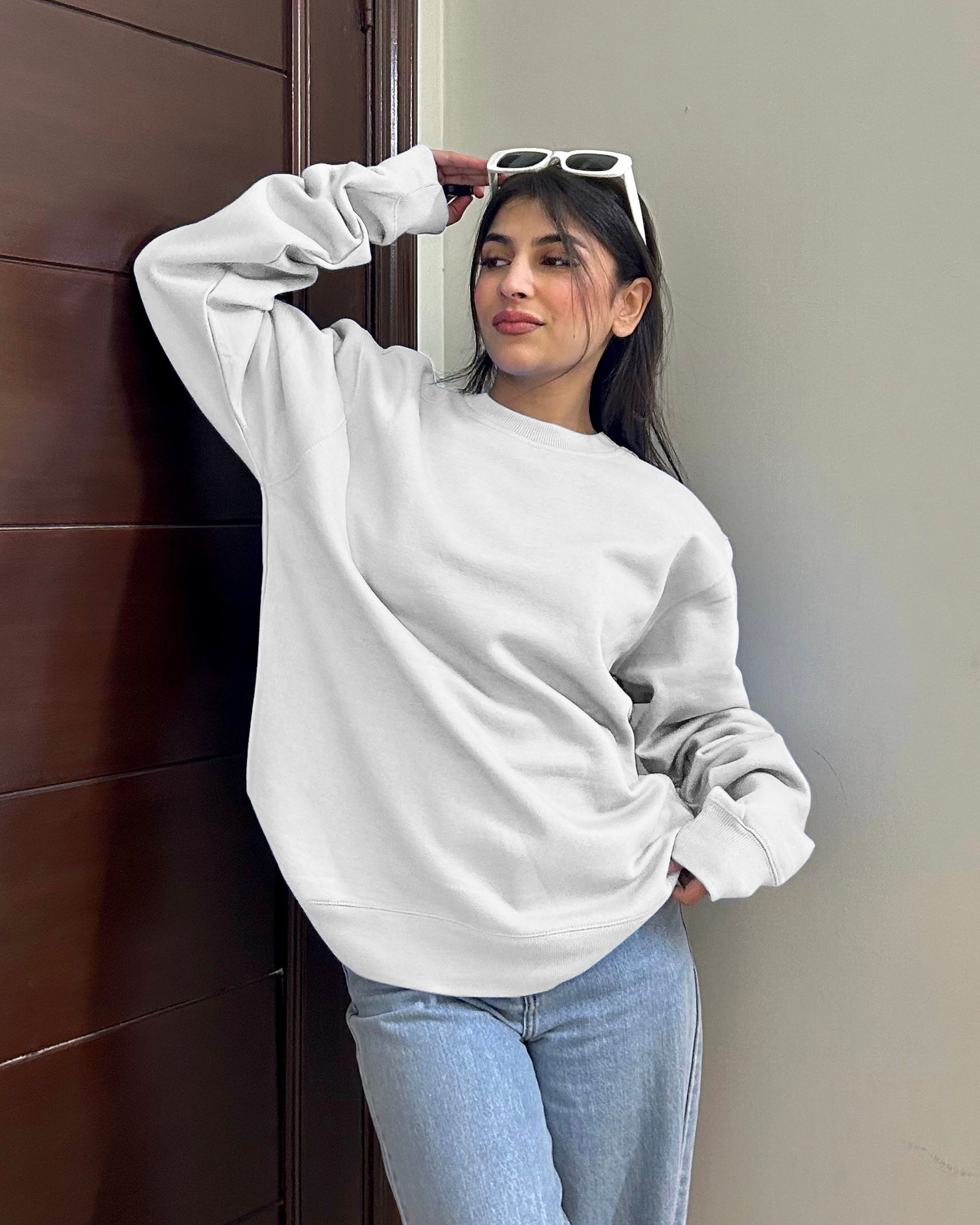 Premium Basic Oversized Fit Sweatshirt White