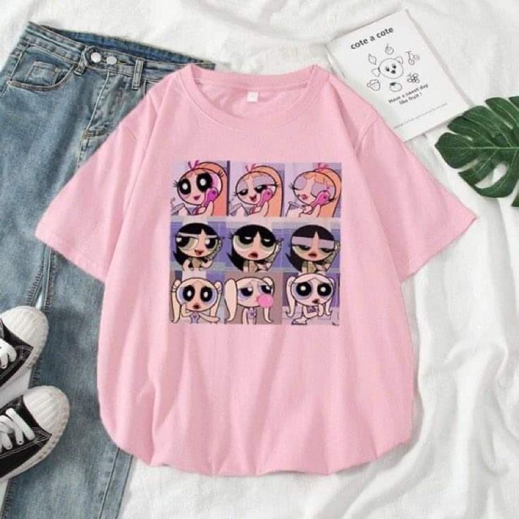 Powerpuff Girls Graphic Drop Shoulder Oversized Tee