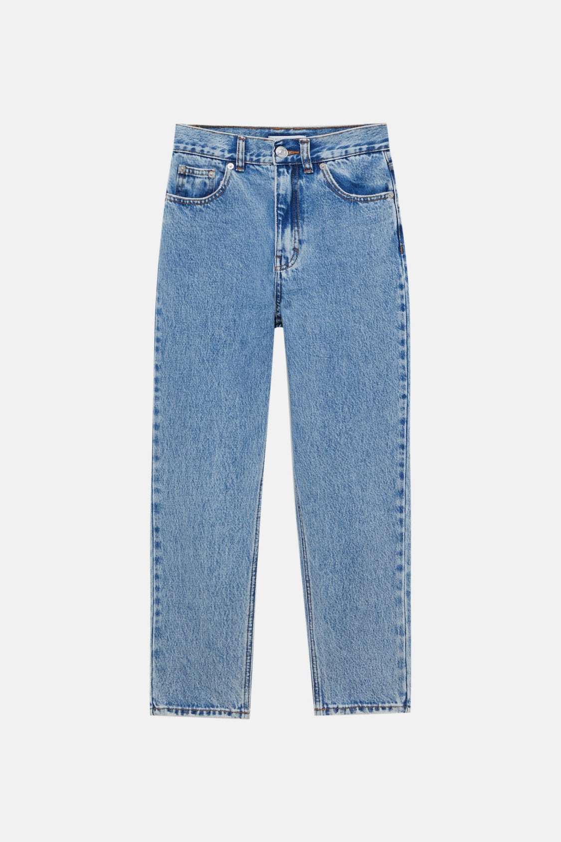 Sky blue Basic Mom Fit Mid Waist Jeans