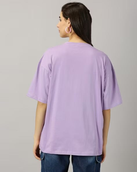 Womens Basic Oversized Drop Shoulder Tee Lavender