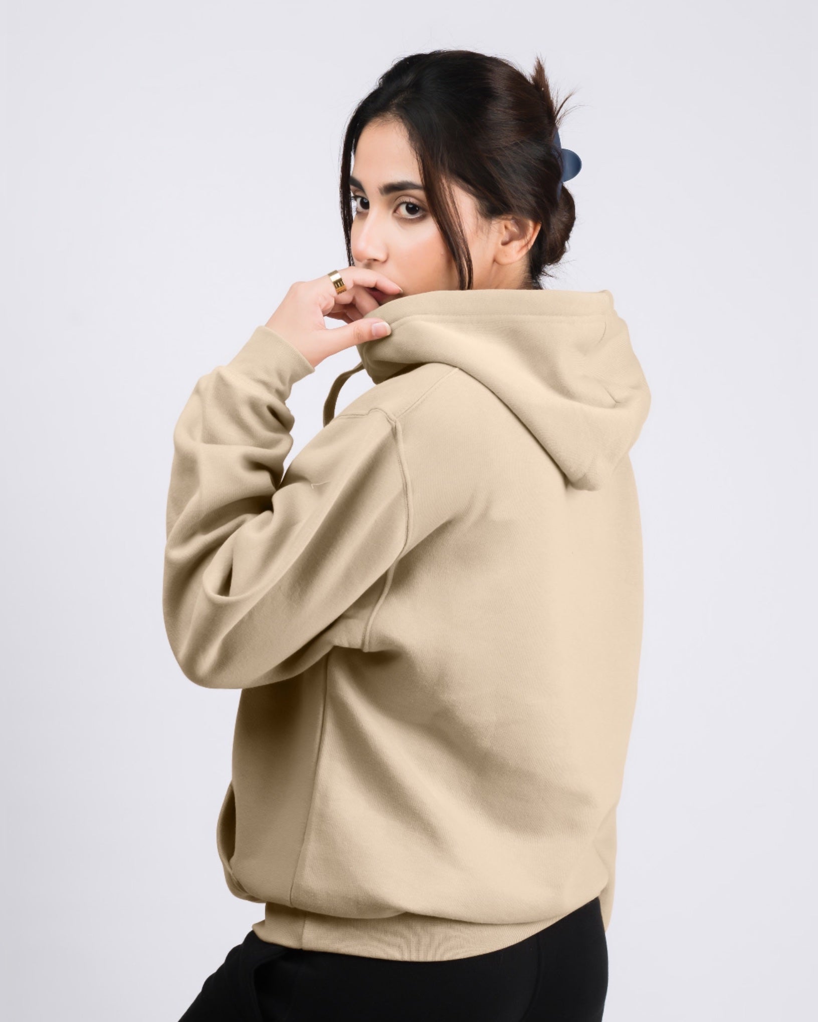 Premium Oversized Fit Pull Over Hoodie Beige