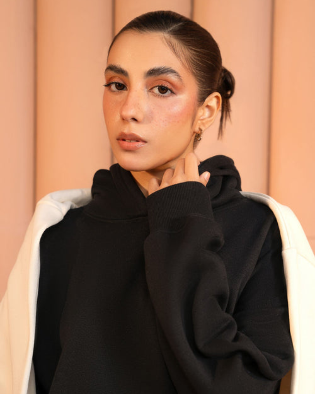 Soft Fleece Relaxed-Fit Black Hoodie