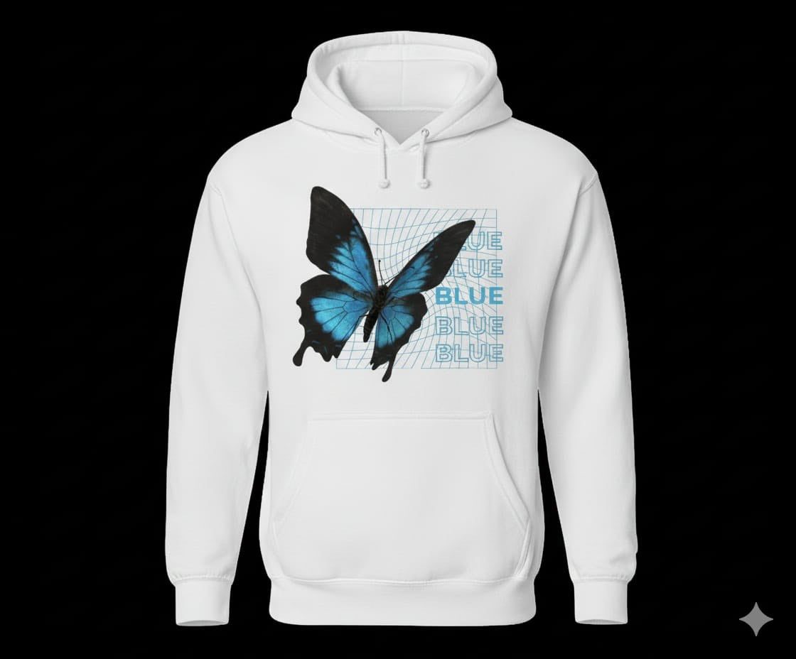Aesthetic Butterfly White Hoodie