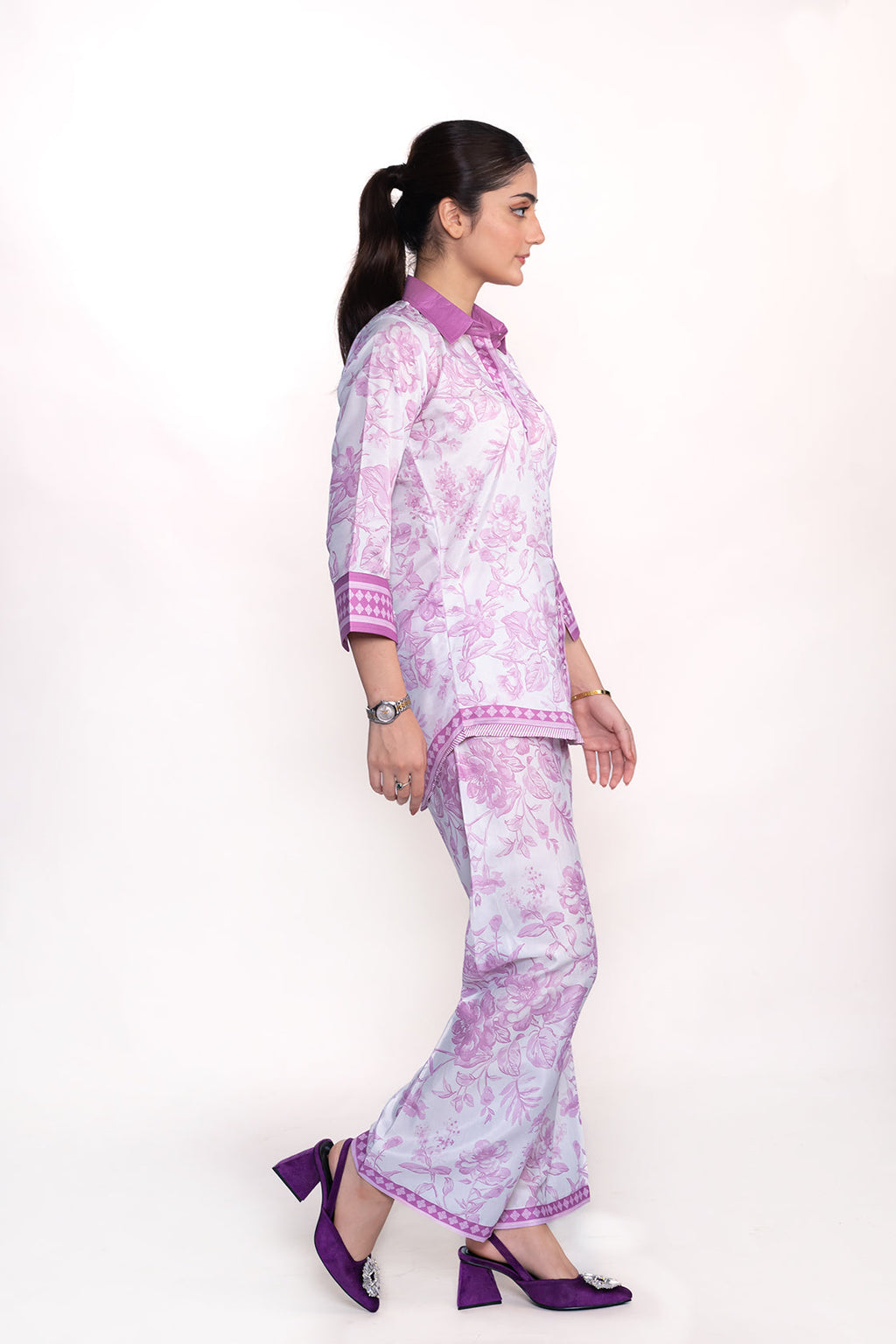 Lavender Printed Swiss Lawn Co-Ord Set