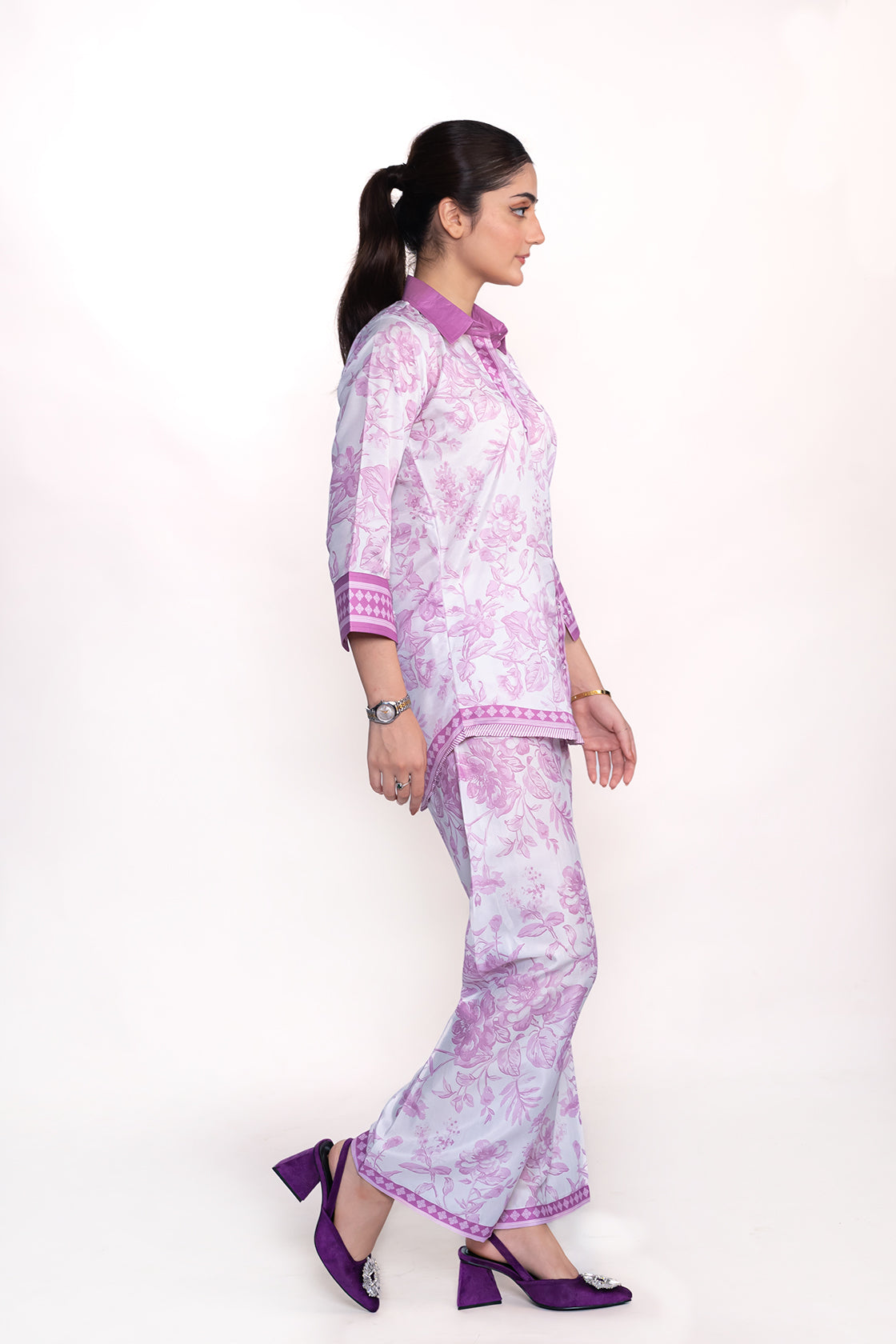 Lavender Printed Swiss Lawn Co-Ord Set