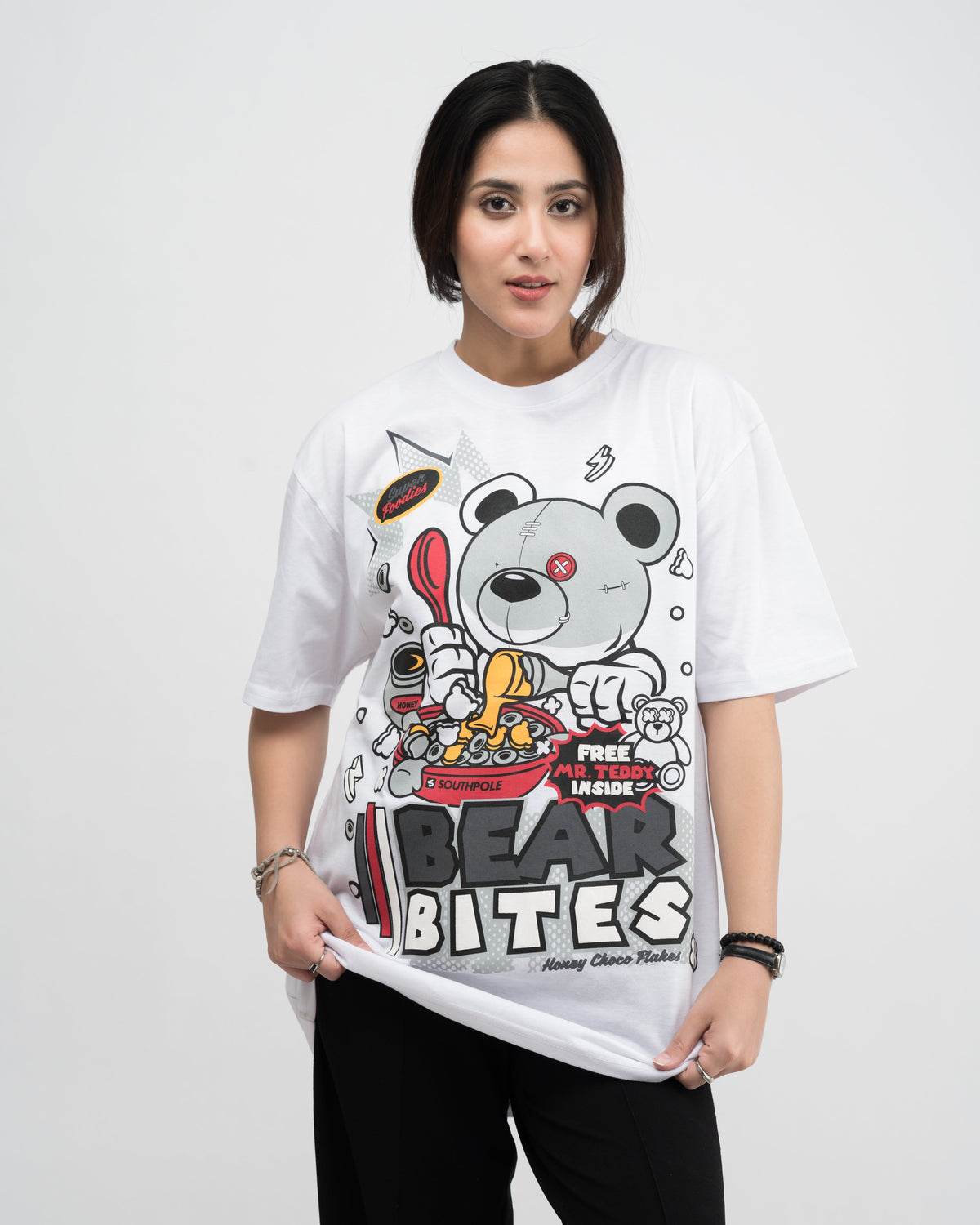 Bear Bites Graphic Drop Shoulder Oversized T-shirt