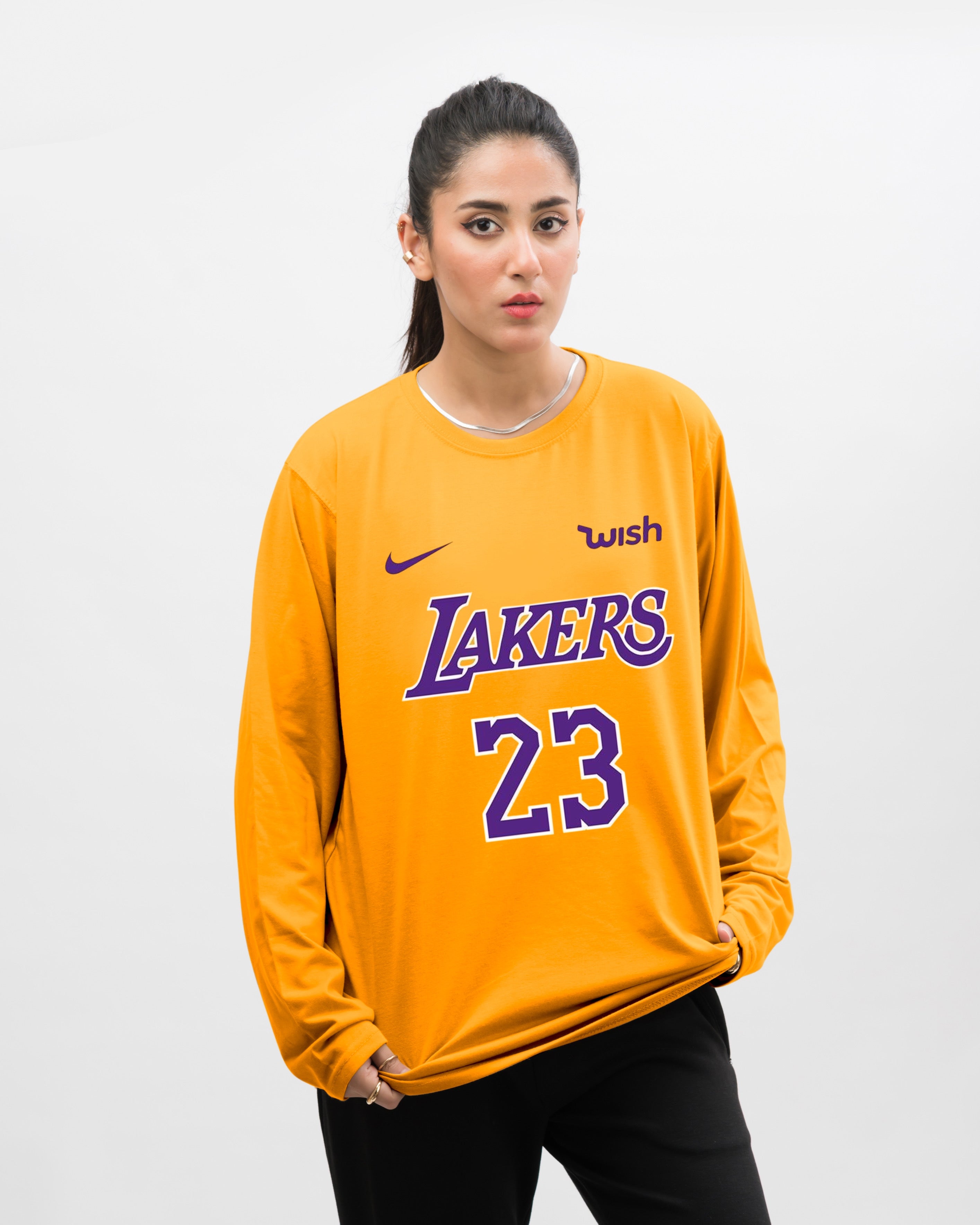 NBA Lakers Team Graphic Long Sleeve Oversized Shirt