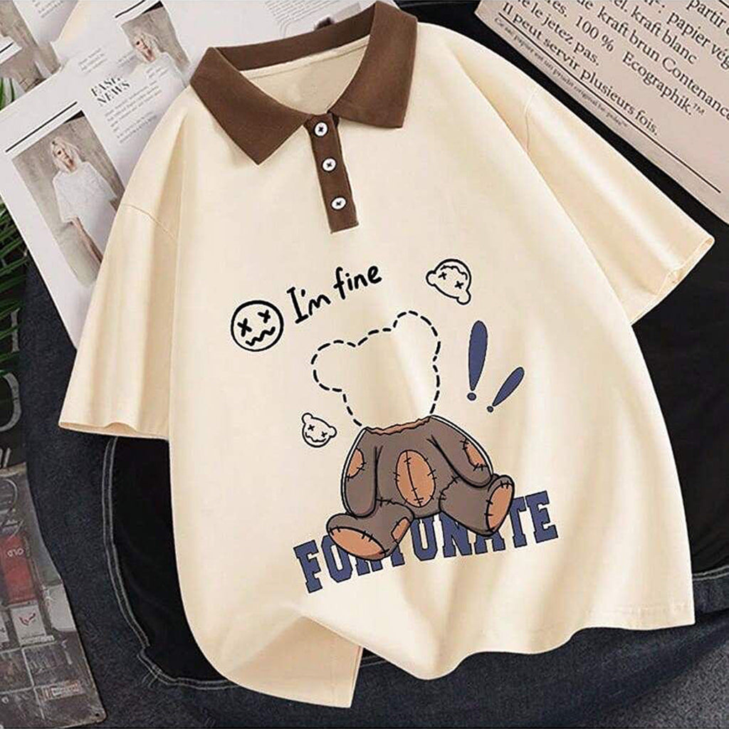 Hombres Camisa Drop Shoulder Polo Shirt Bear