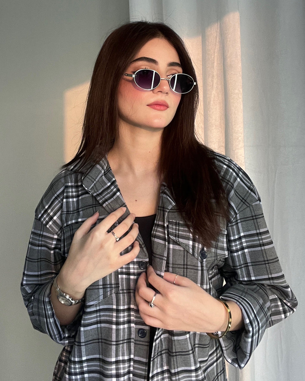 Shepherd Plaid Flannel Oversized Shacket