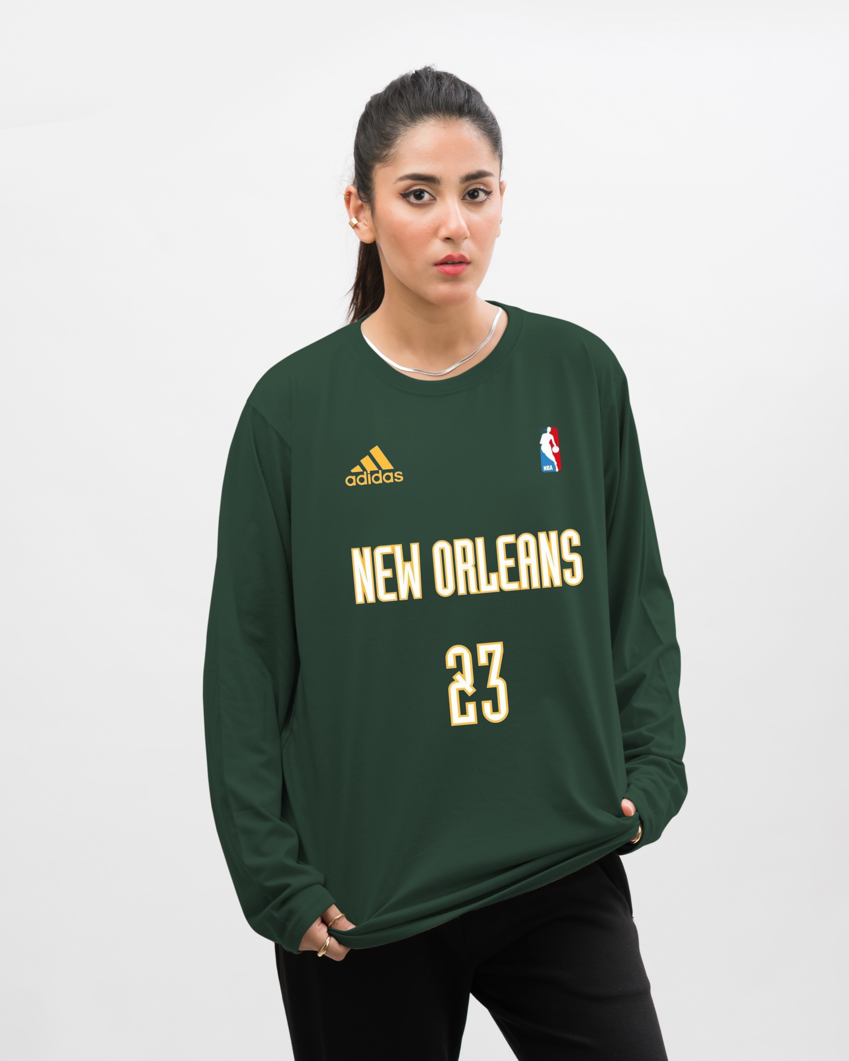 NBA New Orleans Team Graphic Long Sleeve Oversized Shirt