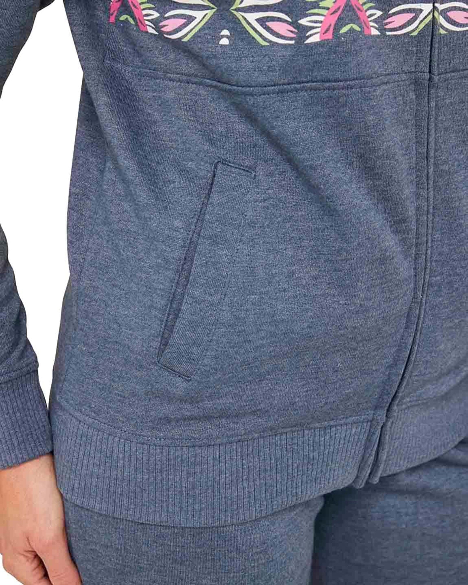Mexican Mockneck Fleece Zipper Jacket Blue