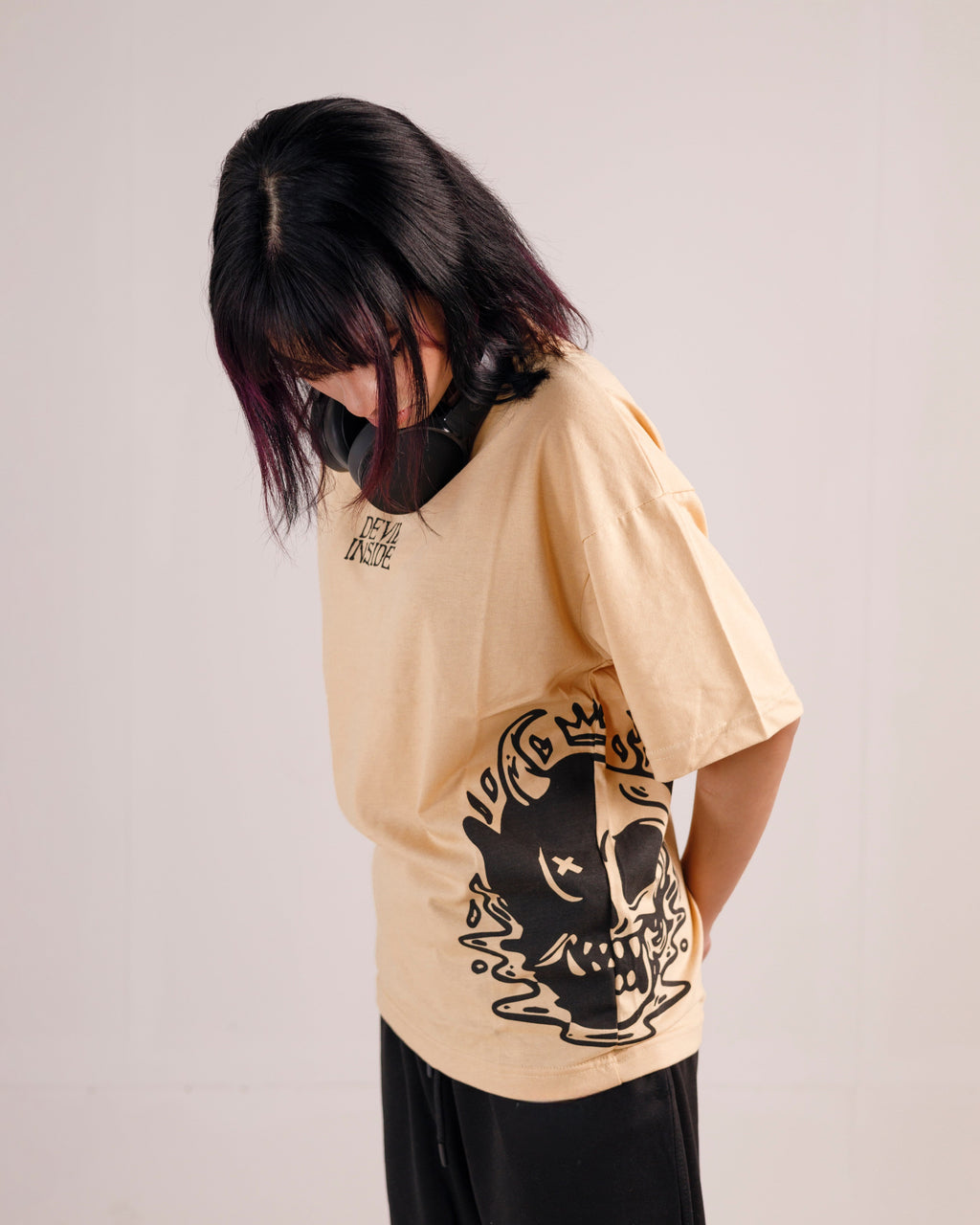 Devil Inside Graphic Drop Shoulder Oversized Tee