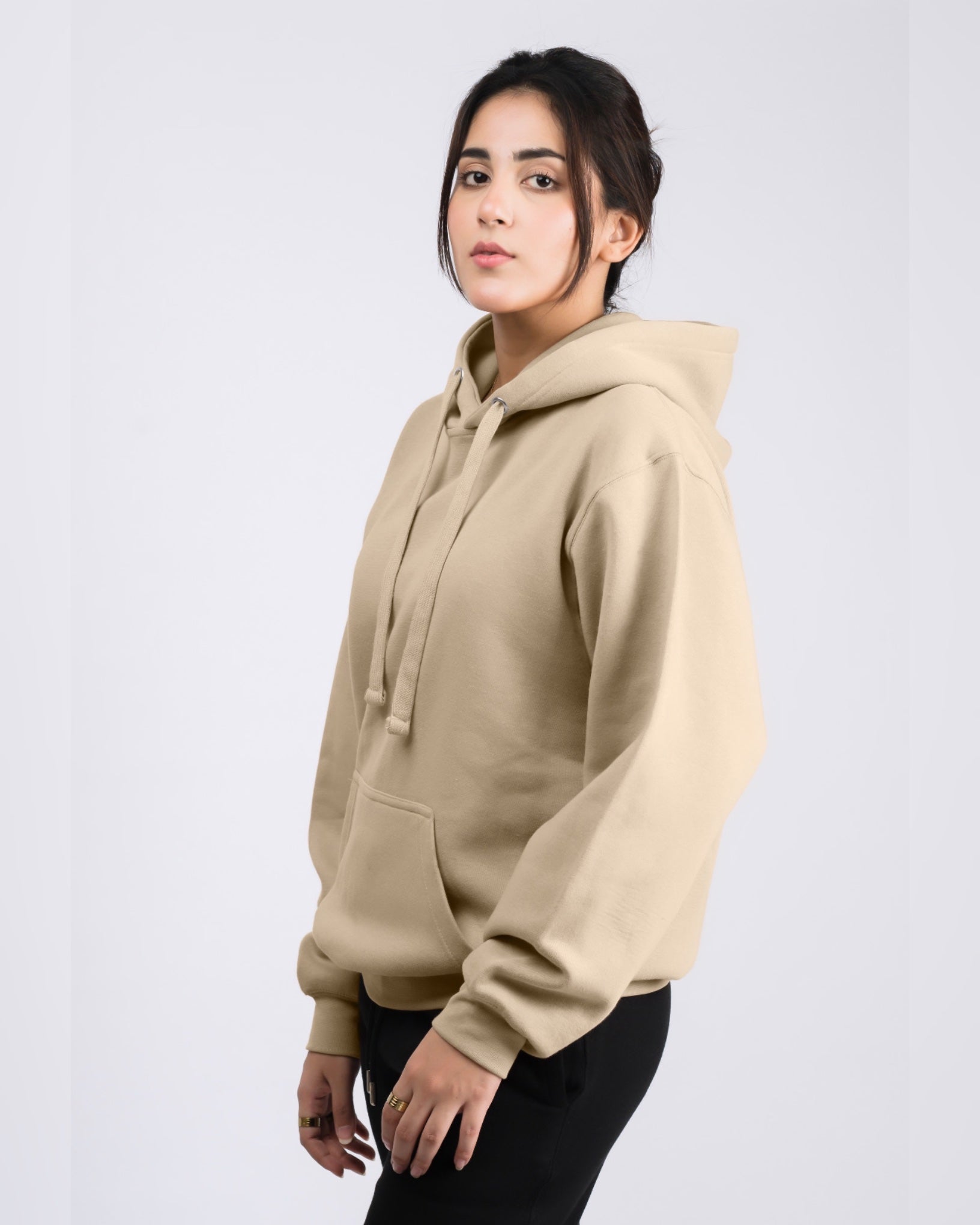 Premium Oversized Fit Pull Over Hoodie Beige