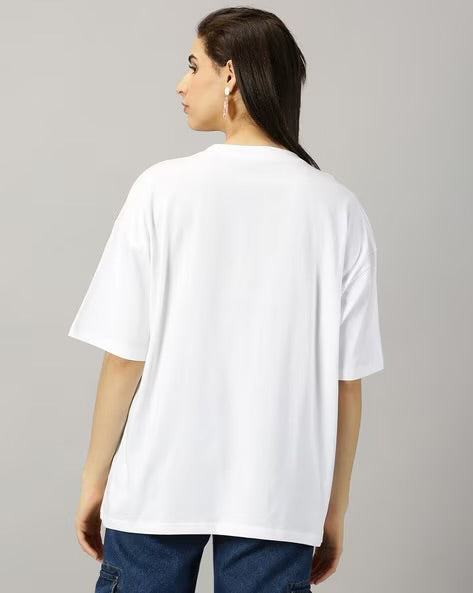 Womens Basic Oversized Drop Shoulder Tee White