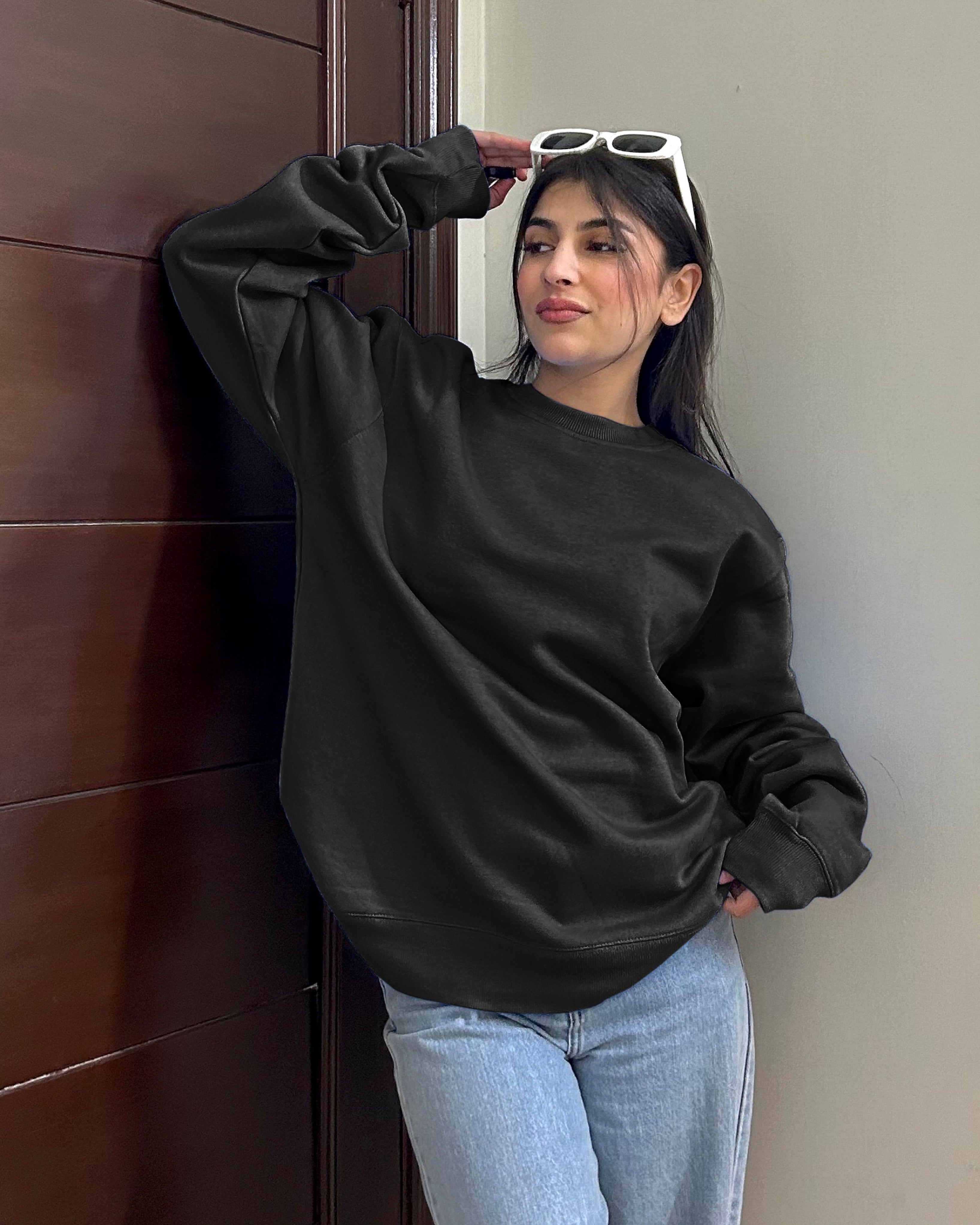 Premium Basic Oversized Fit Sweatshirt Black