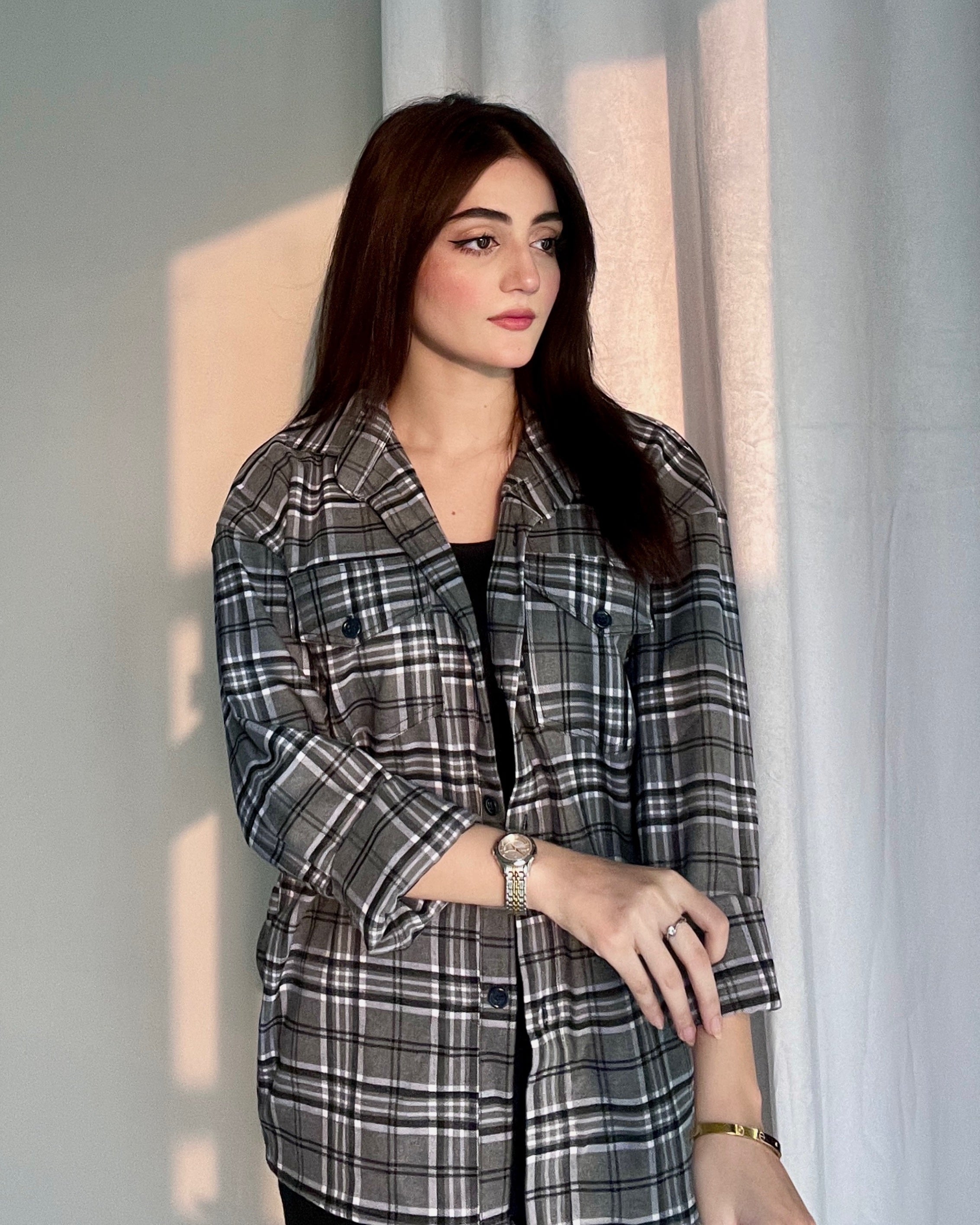 Shepherd Plaid Flannel Oversized Shacket