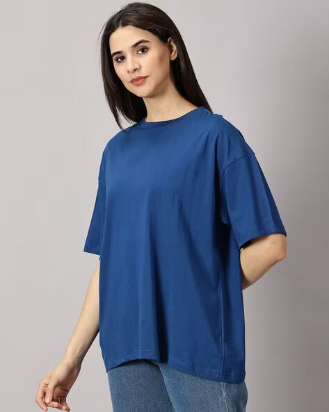 Womens Basic Oversized Drop Shoulder Tee Teal