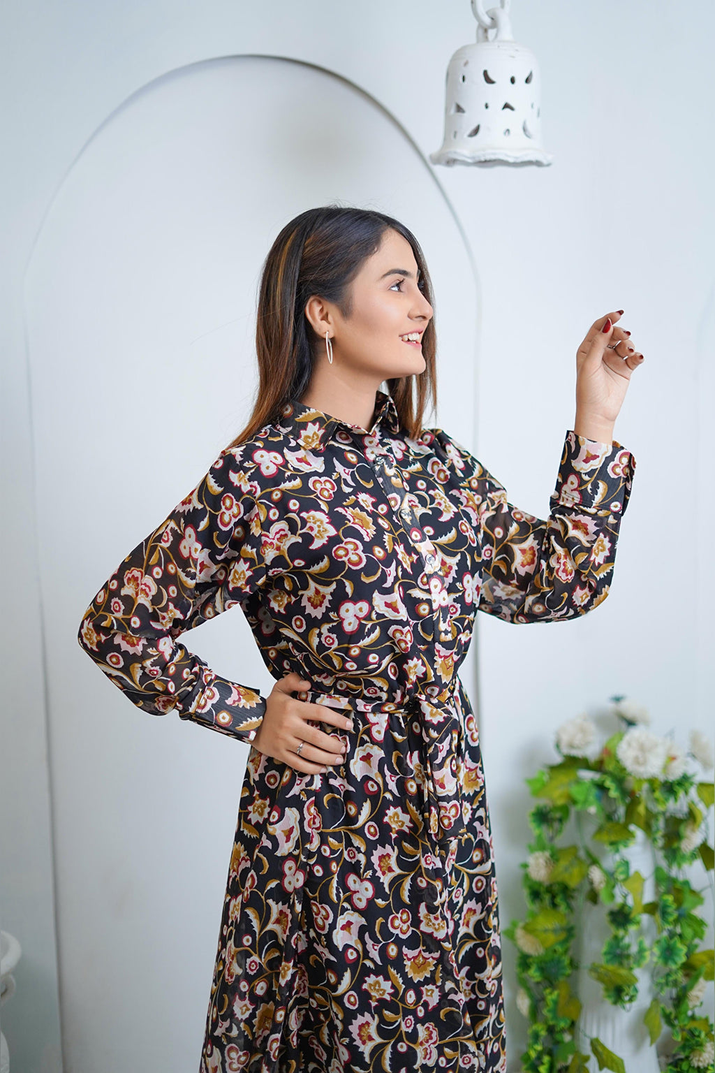 Iris Black Floral Printed Lawn Maxi Dress